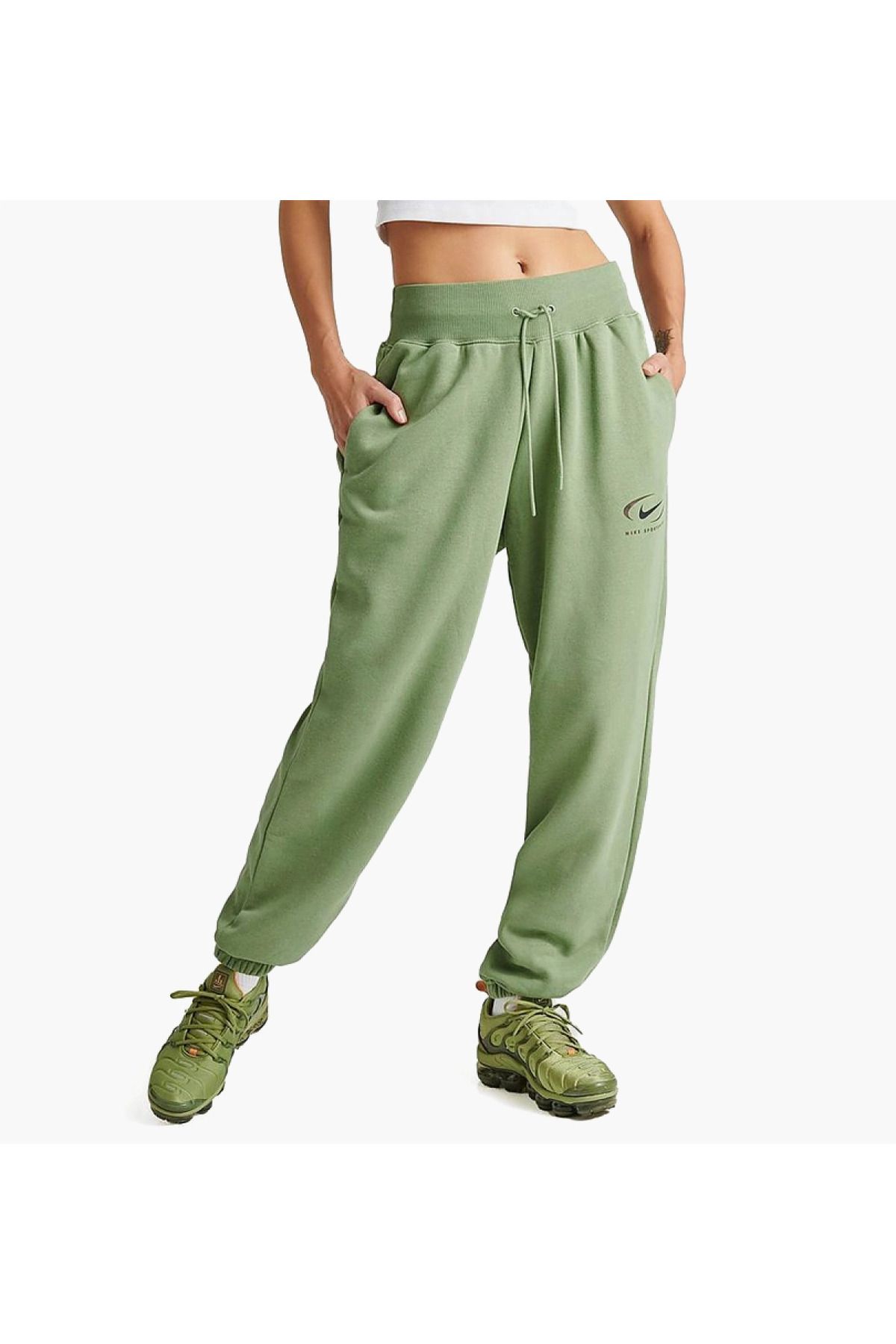 Nike-Green Oversized Phoenix Fleece Women's Sweatpants - High Waist 5