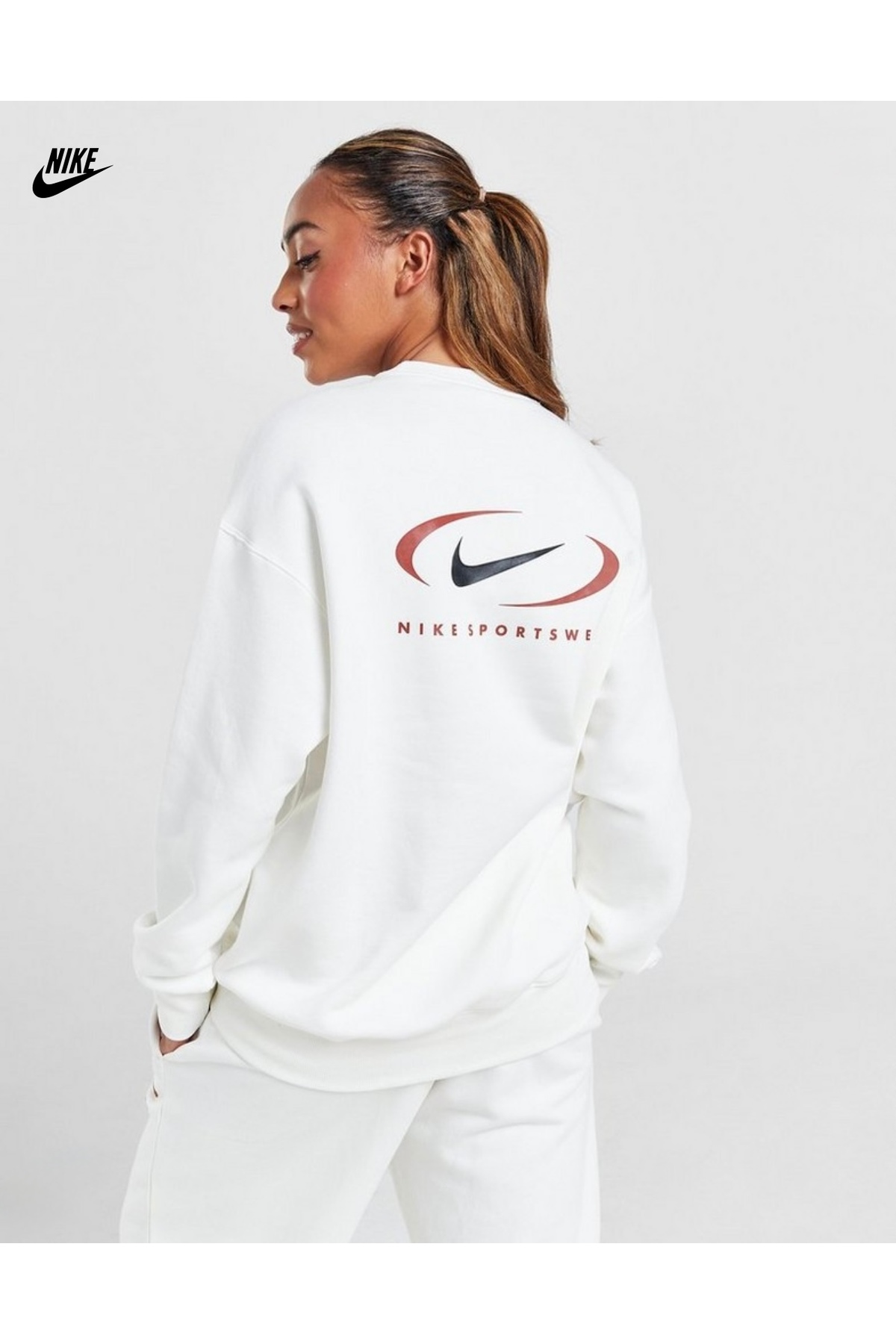 Nike Sportswear Phoenix Fleece Oversized Crew-Neck Beyaz Kadın Sweatshirt