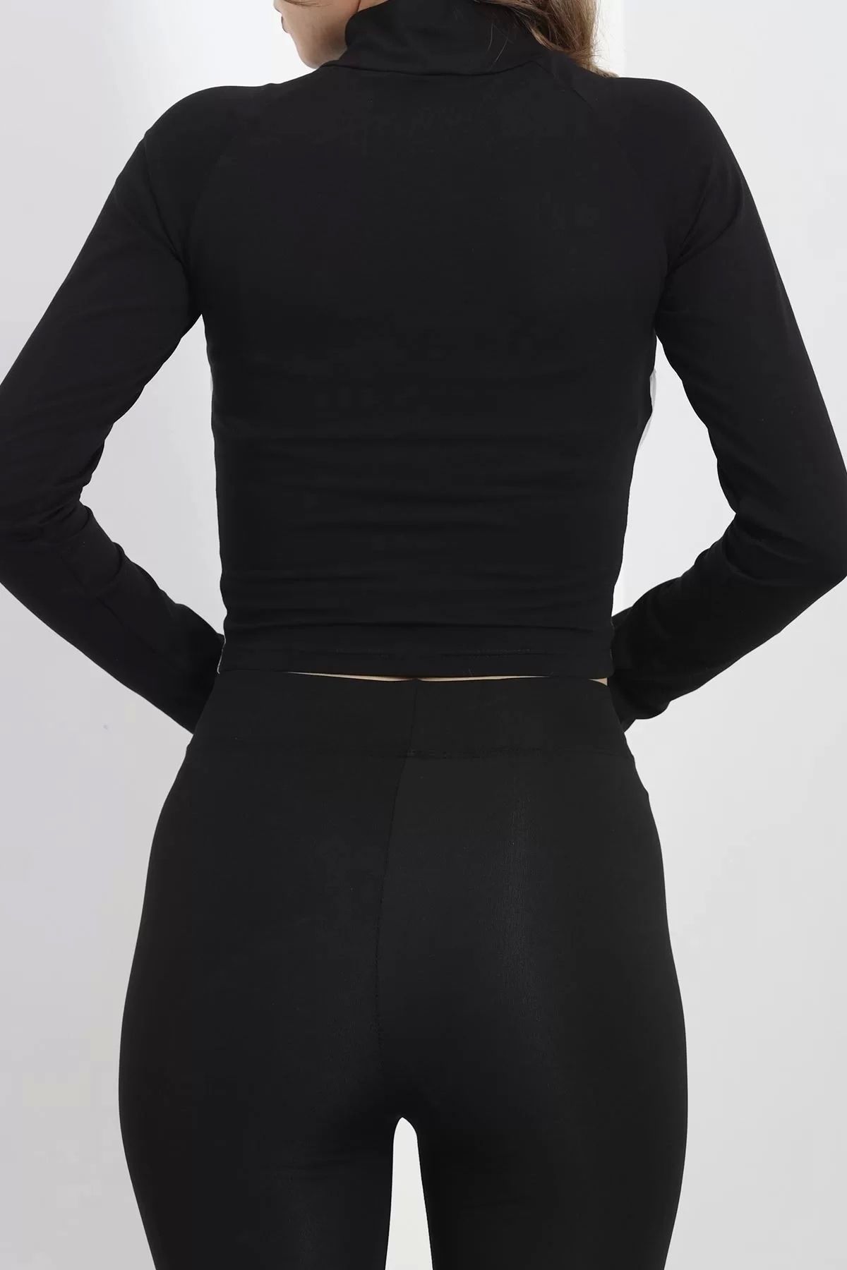Butik-Black Combed Jacket with Zipper - 40080.1855 8