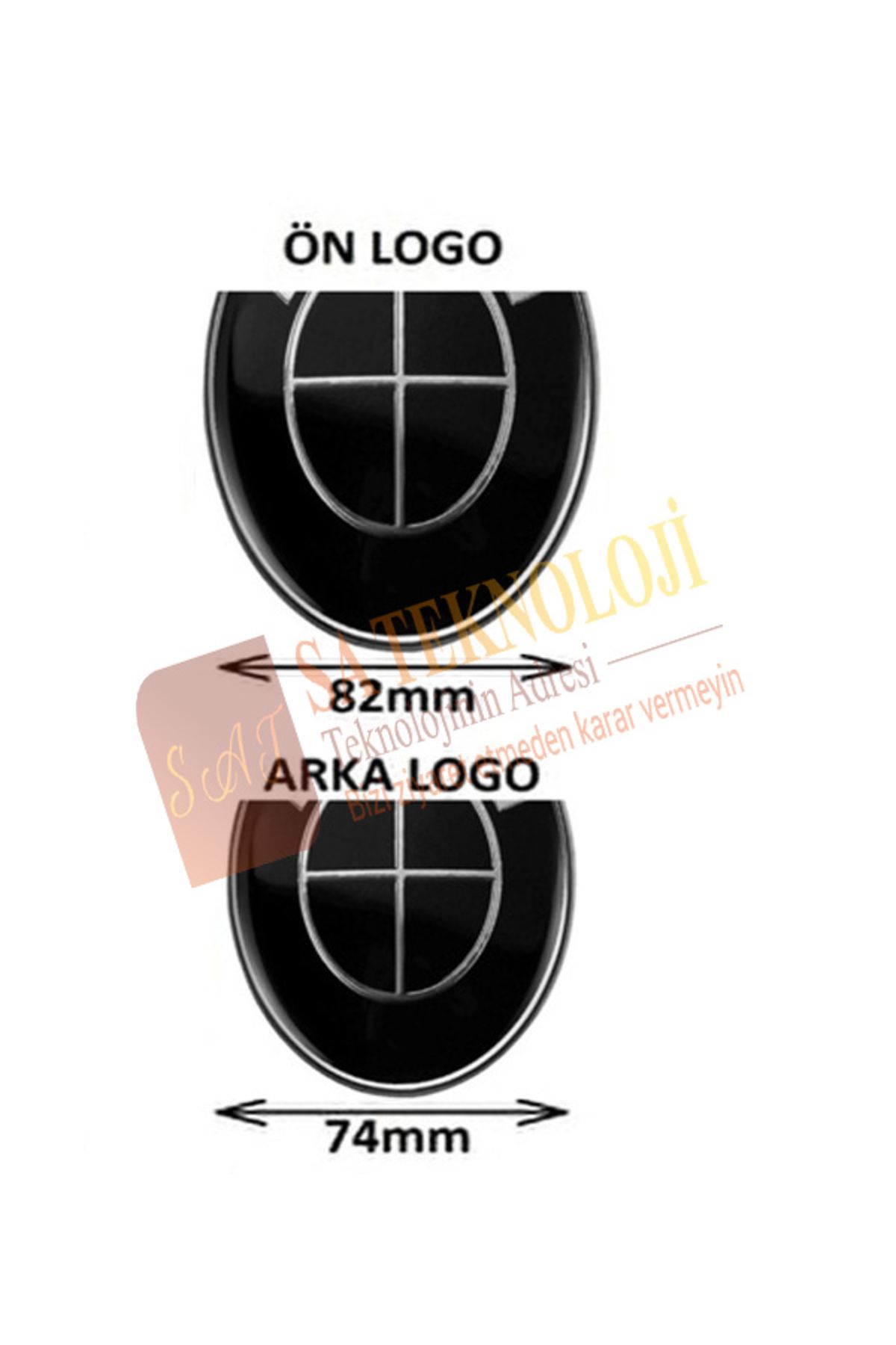 SATECHNOLOGY Bmw E46 kasa kaput ve bagaj logosu ön arka takım 2li(fullsiyah 82mm-74mm)