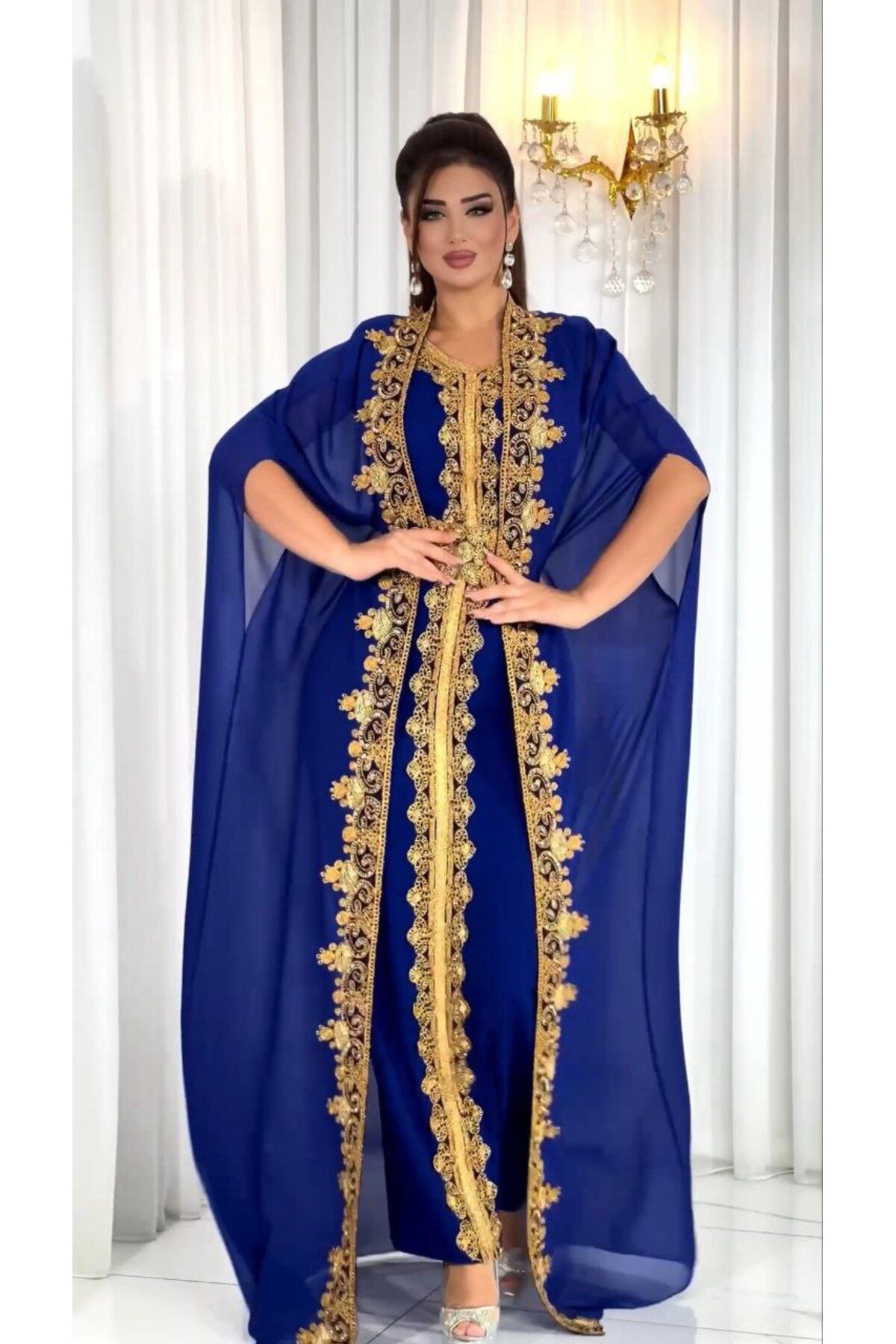 ZENABİYEM Nakış İşlemeli 3 Parça Kaftan