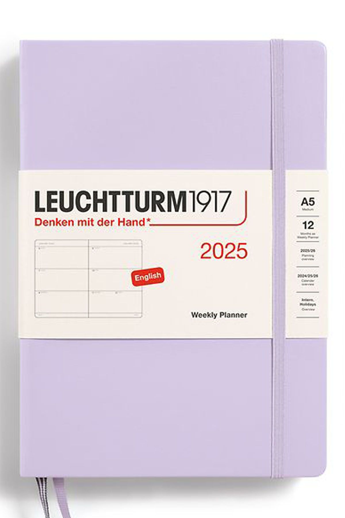 Leuchtturm1917 2025 Haftalık Ajanda, Orta Boy (A5), Sert Kapak, 144 Sayfa, İngilizce,