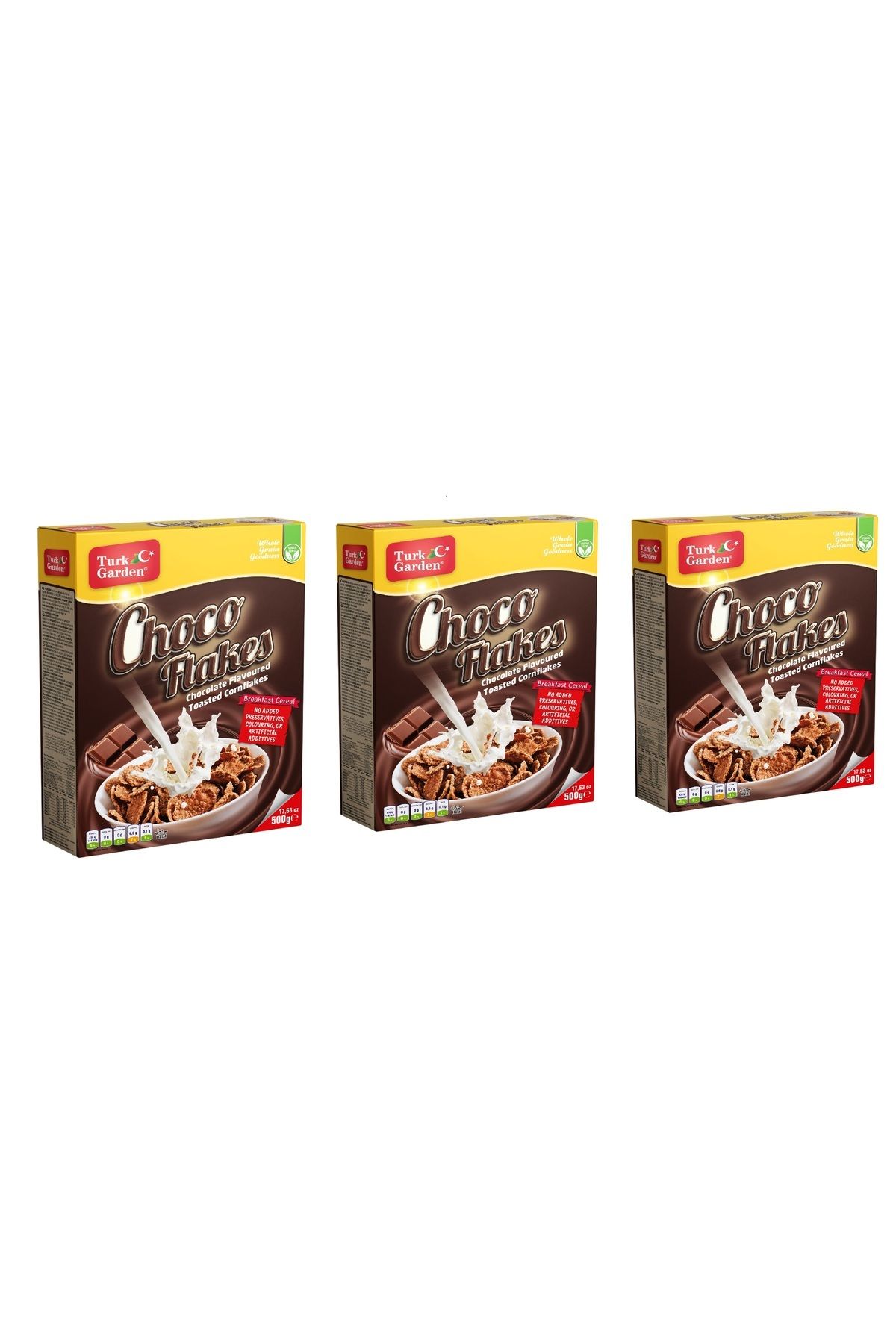 TURK GARDEN Choco Flakes Kakaolu Mısır Gevreği 500 gr 3'lü Paket