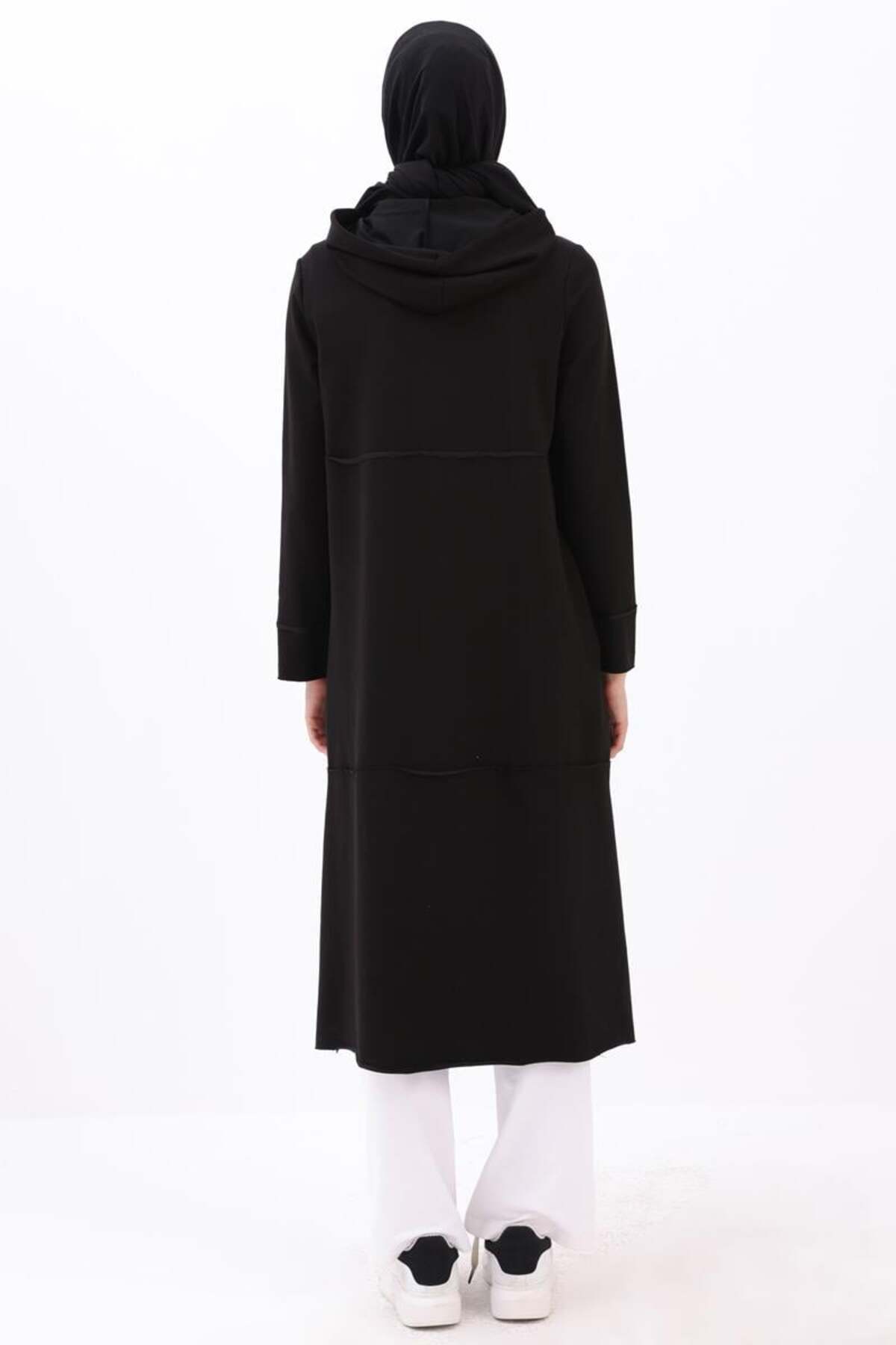 ALLDAY  Siyah Kapüşonlu Fermuarlı Hırka - Görsel 4