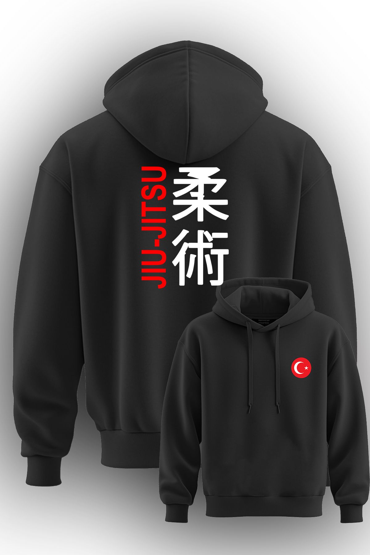 TOP GLORY Jiu Jitsu Baskılı 3 İp Şardonlu Kapüşonlu Sweatshirt Hoodie Jiujitsu Sweat Jiuji12002