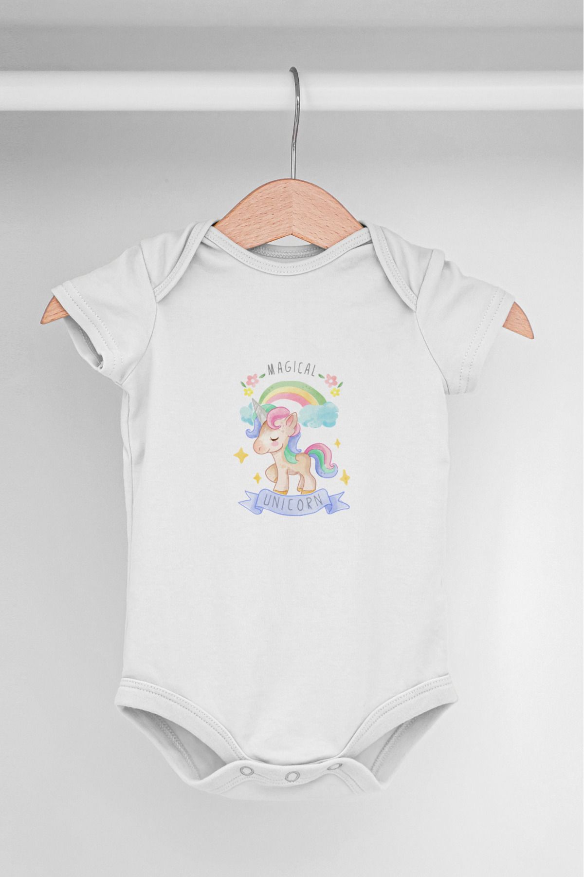 Gleamy Bebek Body Unisex Magical Unicorn %100 Pamuk Nefes Alabilir Kumaş