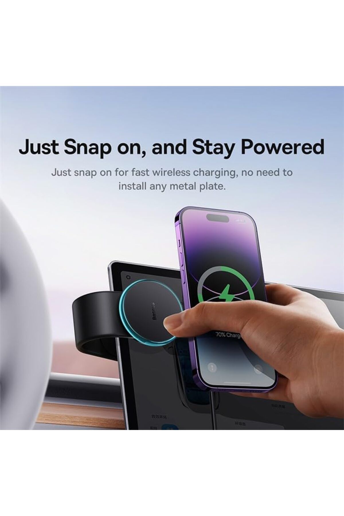 Baseus-C02 Pro Series Magnetic Wireless Charging Car Mount Cluster Black 3