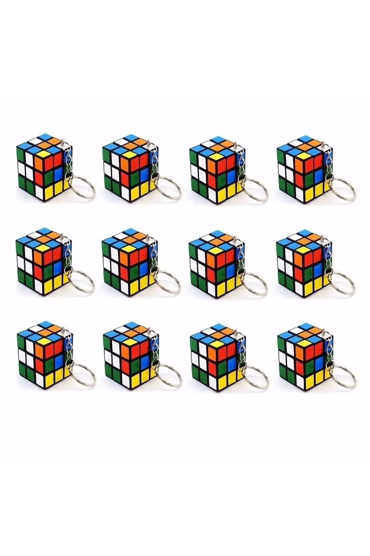 ni-ag 12 Adet Mini Rubik Zeka Küpü (sabır Küpü) 3x3 Anahtarlık