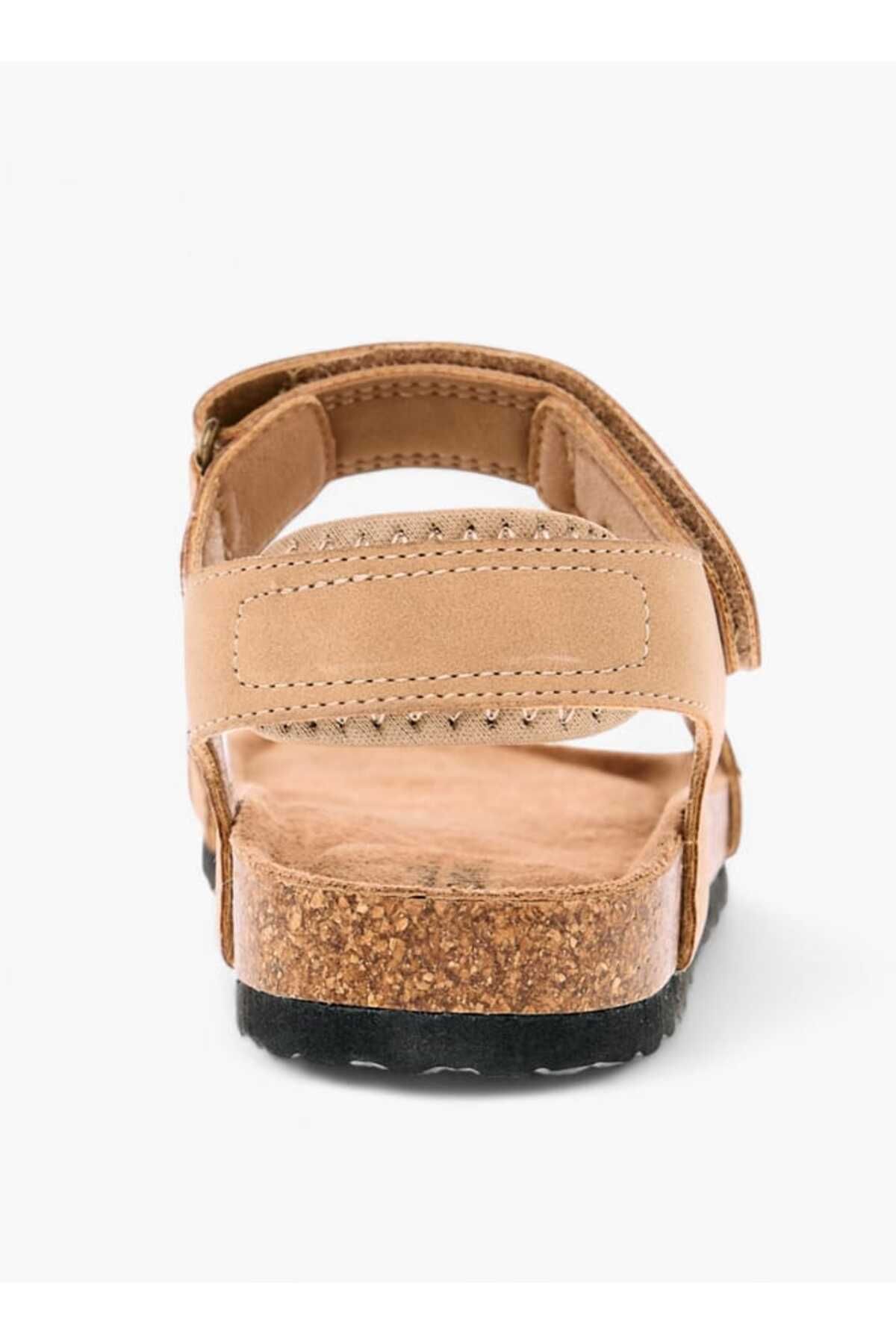 Mister Duchini-Monogram Print Strap Sandals with Hook and Loop Closure 4