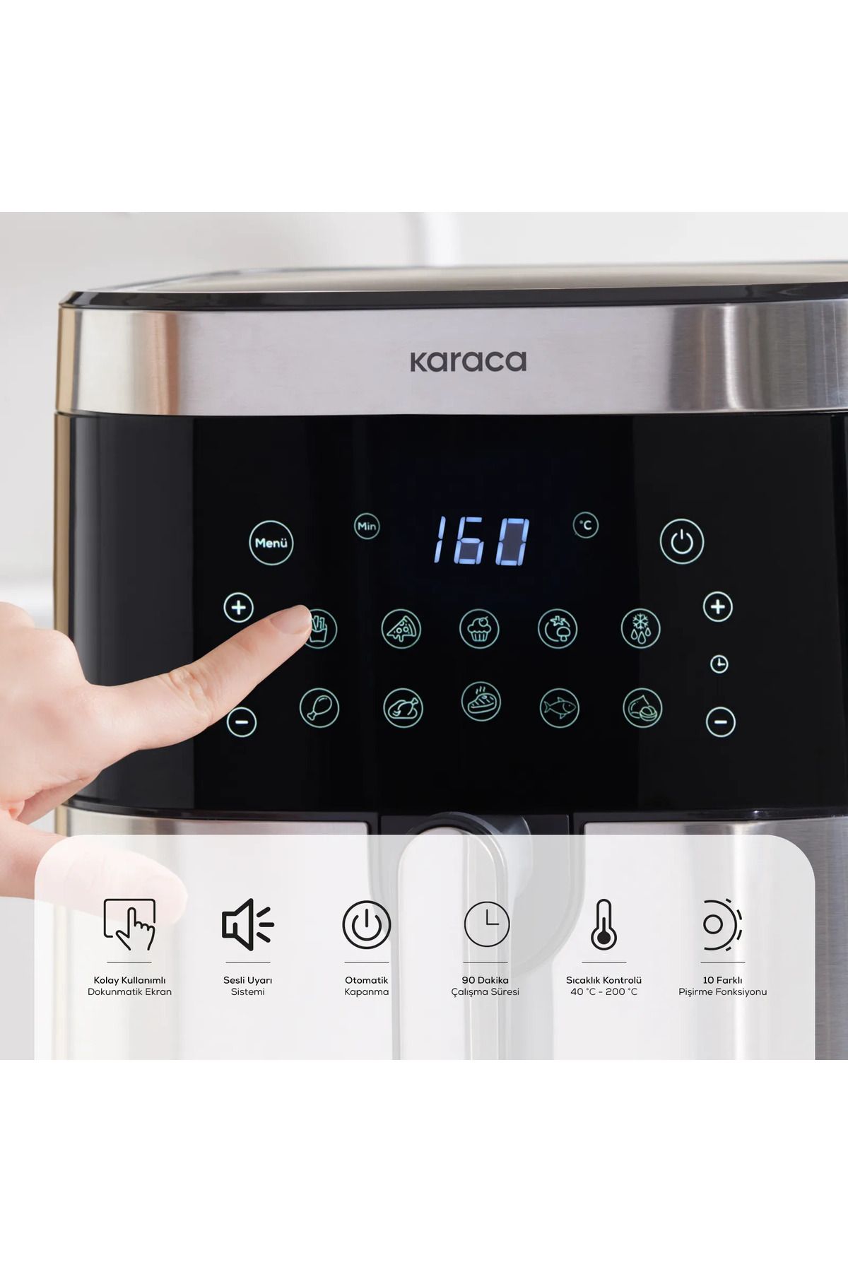 Premium Dijital Hayalet Ekranlı 9L Geniş Hacimli 10 Farklı Pişirme Fonksiyonlu Airfryer - Yeni Seri