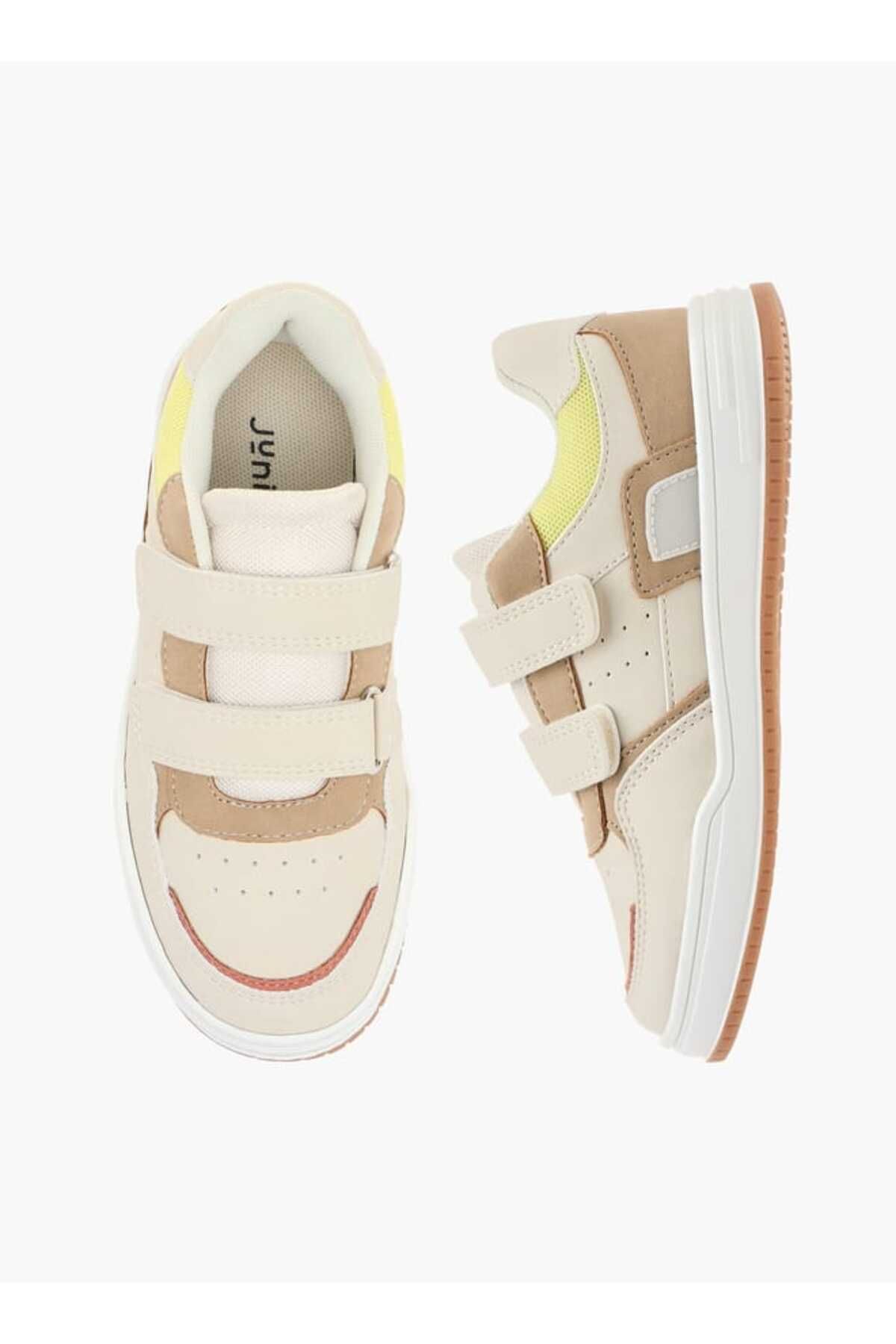 Juniors-Panelled Sneakers with Hook and Loop Closure 1