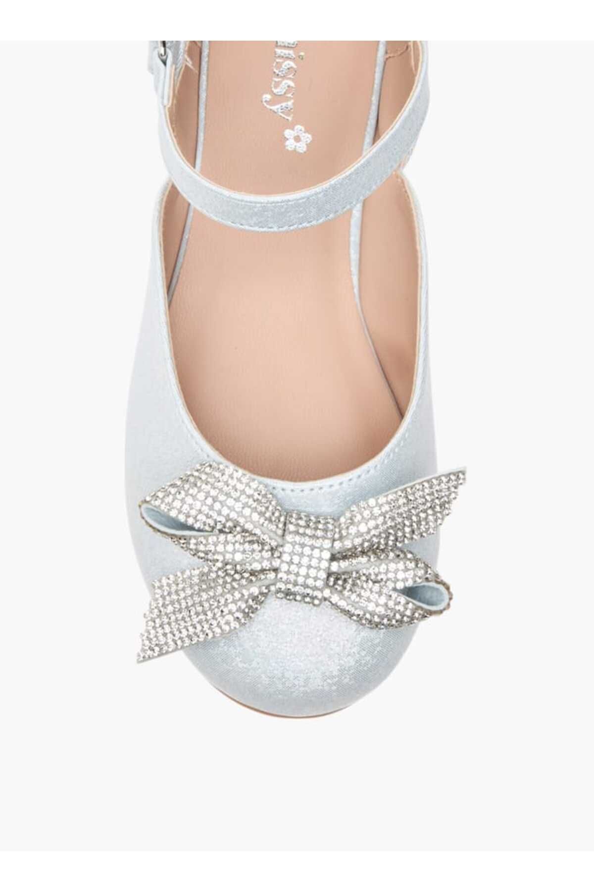 Little Missy-Embellished Bow Ballerina Shoes with Hook and Loop Closure 4