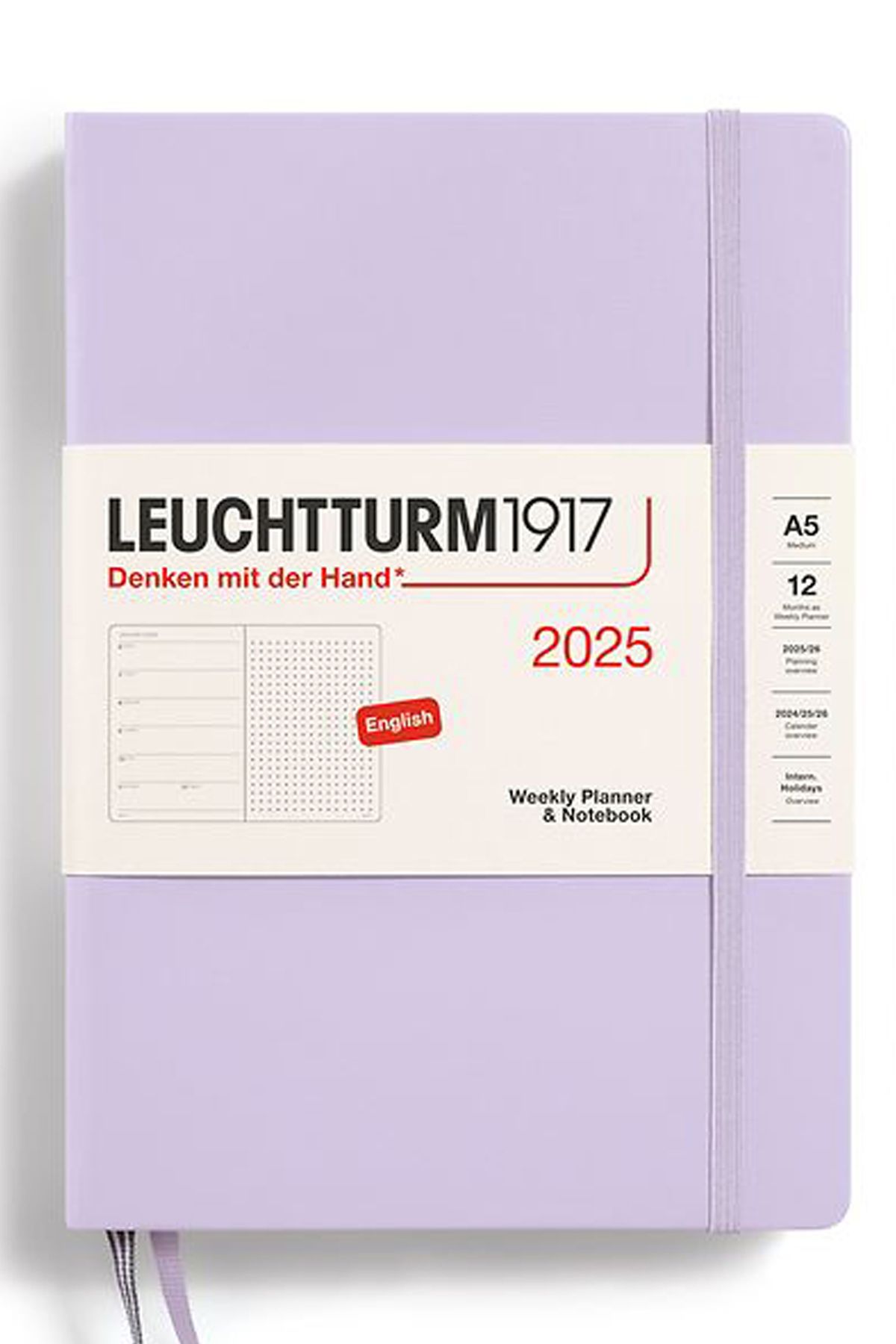 Leuchtturm1917 2025 Haftalık Ajanda ve Not Defteri, Orta Boy (A5), Sert Kapak, Noktalı, İngilizce