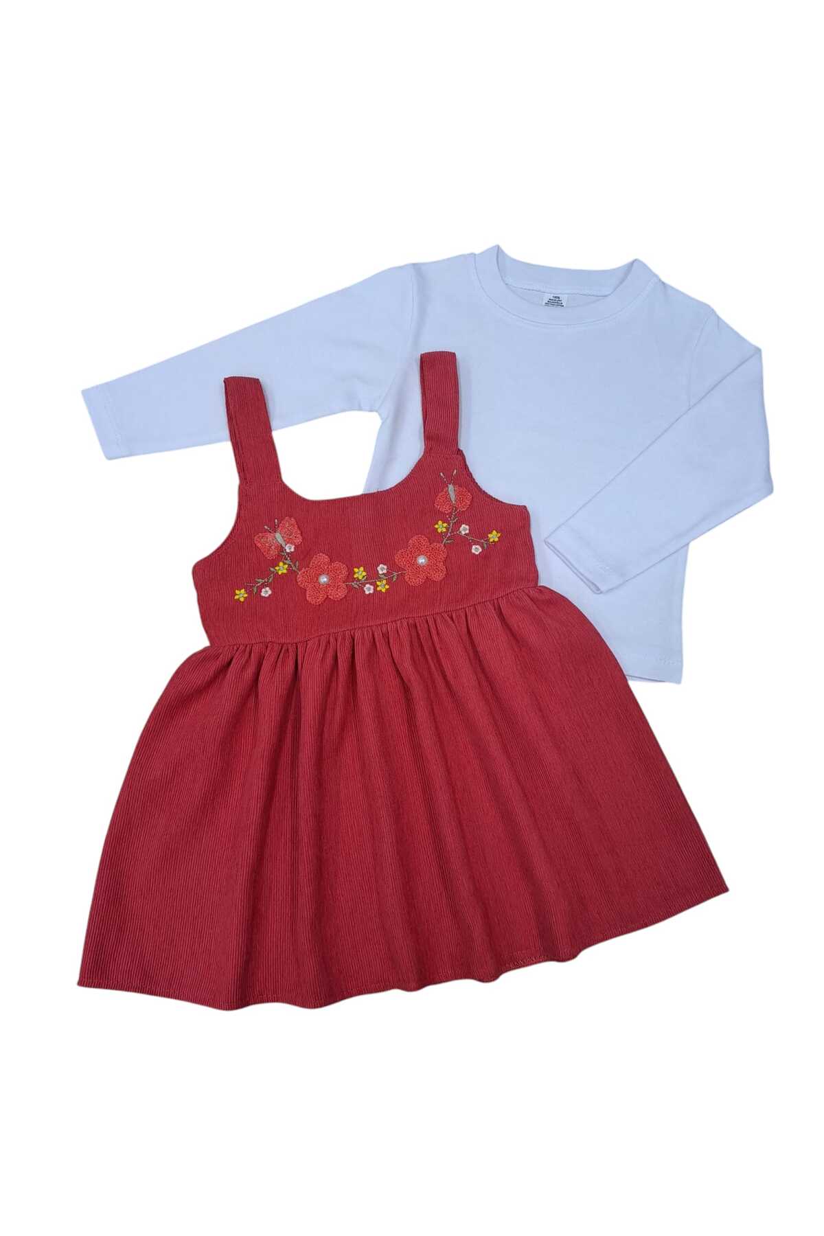 Tosyalı Burak Bebe Kız Bebek  Pamuklu Kadife Kumaşlı Tişörtü Penyeli Jile Elbise fotoğrafı 4 (önizleme)