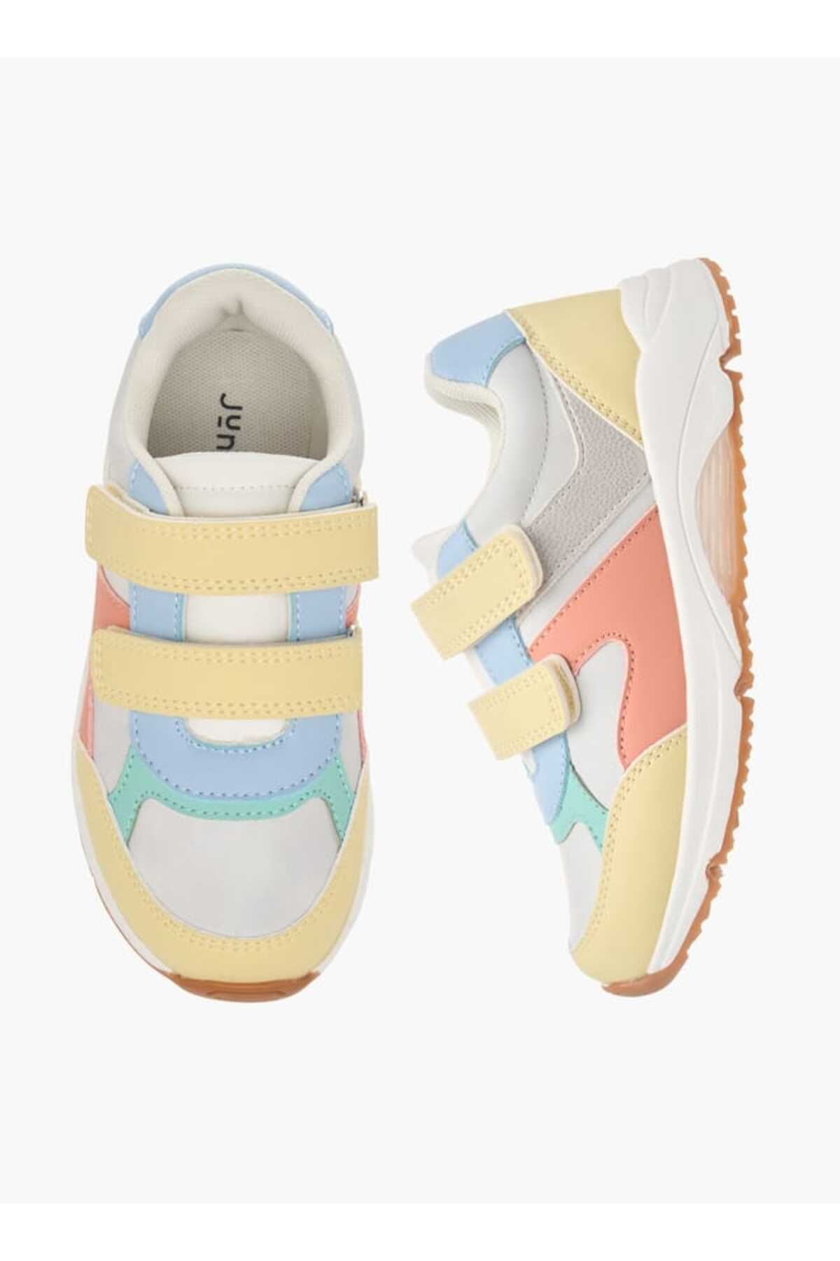 Juniors-Colourblock Sneakers with Hook and Loop Closure 1