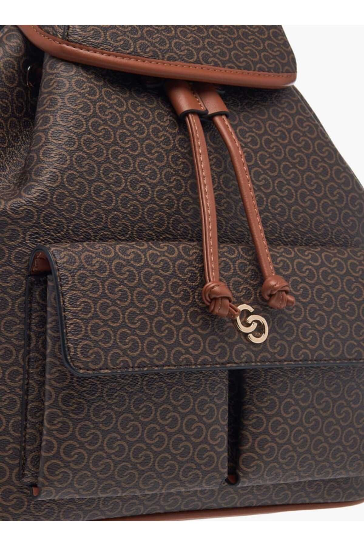 Celeste-Monogram Print Backpack with Drawstring Closure 4