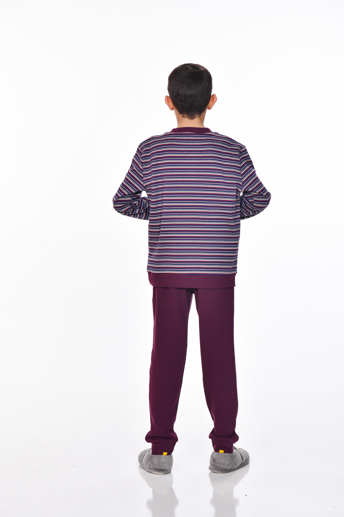 M MOONCOVER Mooncover Erkek Çocuk Mevsimlik Pamuklu Interlok Pijama Takımı – Bordo fotoğrafı 5 (önizleme)