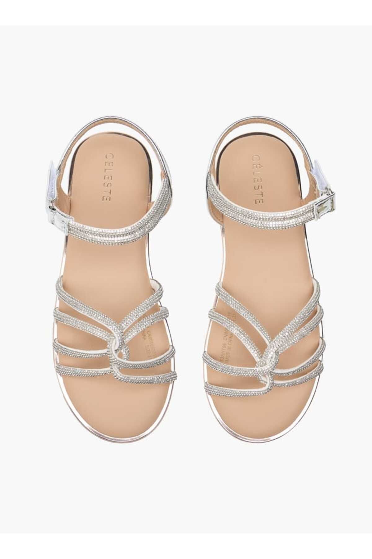 Celeste-Girls' Embellished Sandals with Hook and Loop Closure 1