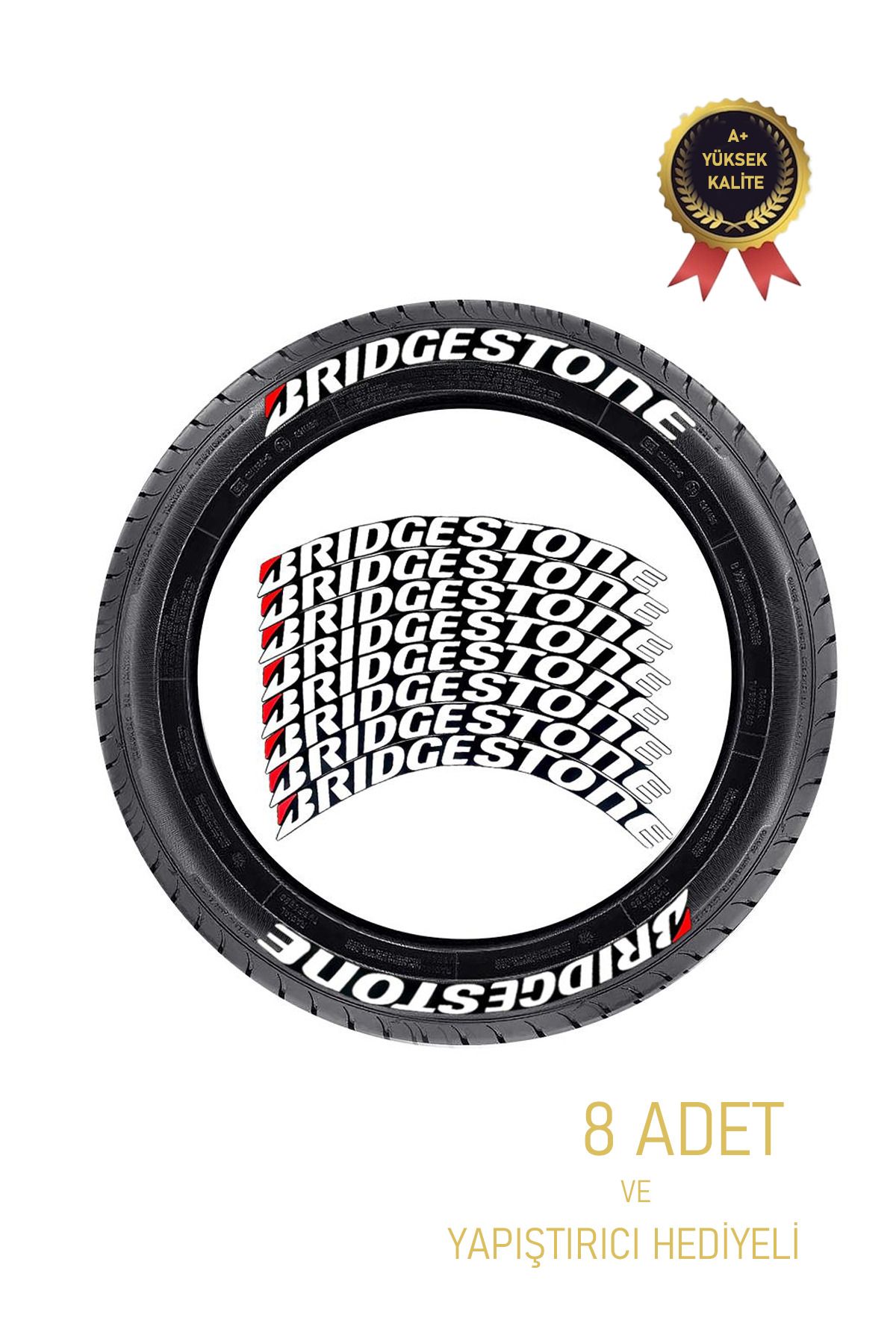 XMOD Lastik Yazısı Bridgestone Oto Motorsiklet Lastik Yazisi 8adet A Kalite Yapıştırıcılı