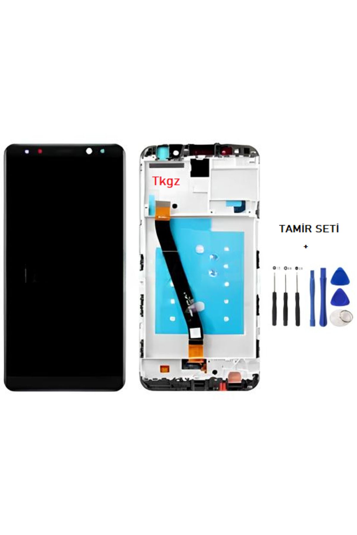 tkgz Huawei MATE 10 LİTE Uyumlu Lcd Ekran Dokunmatik SERVİS Orijinali ÇITALI SİYAH + TAMİR SETİ