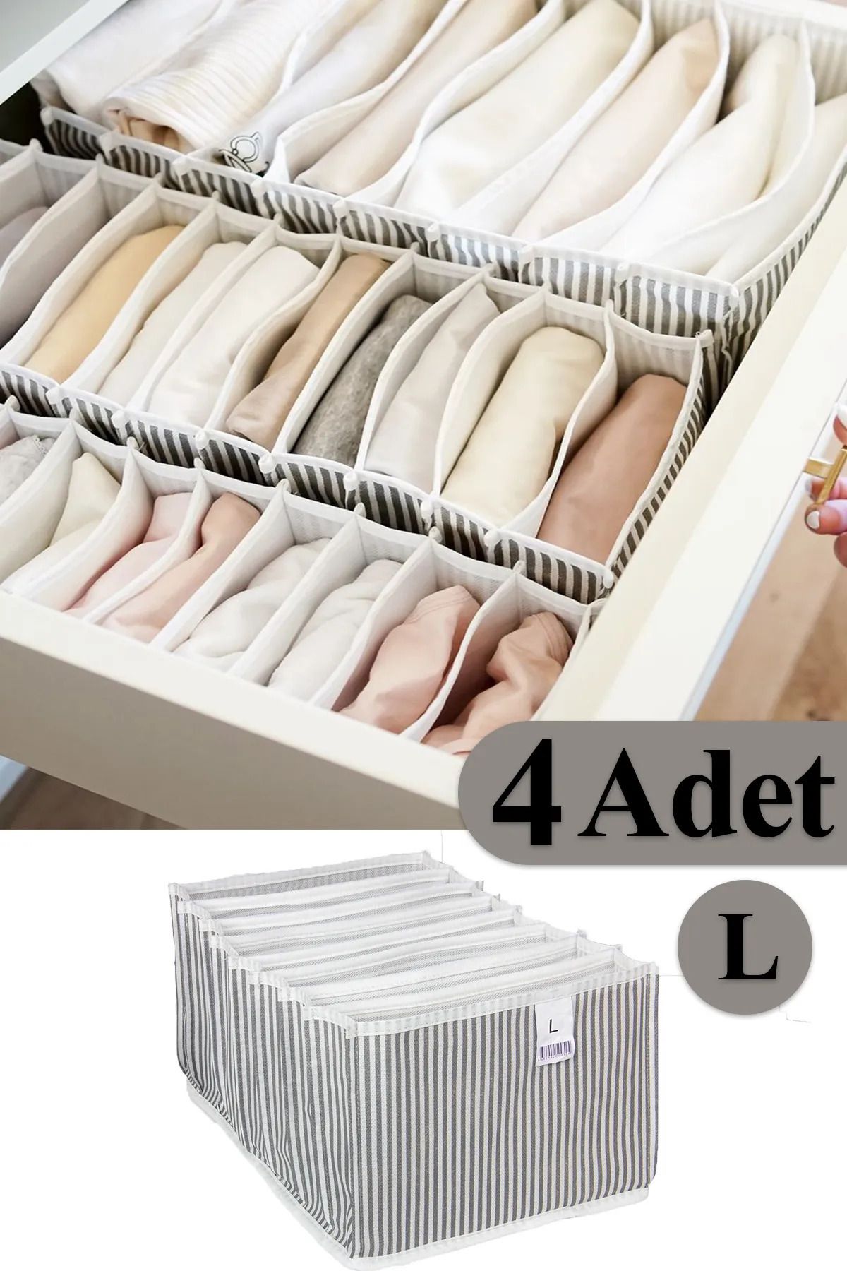 SÖZOK TİCARET 4 Adet Akordiyon Organizer Çekmece İçi Düzenleyici Large (8 GÖZLÜ)