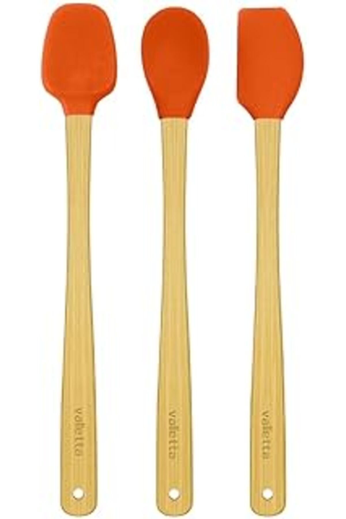 STOREMAX 3'Lü Turuncu Bambu Silikon Spatula Seti Uzun 26 Cm