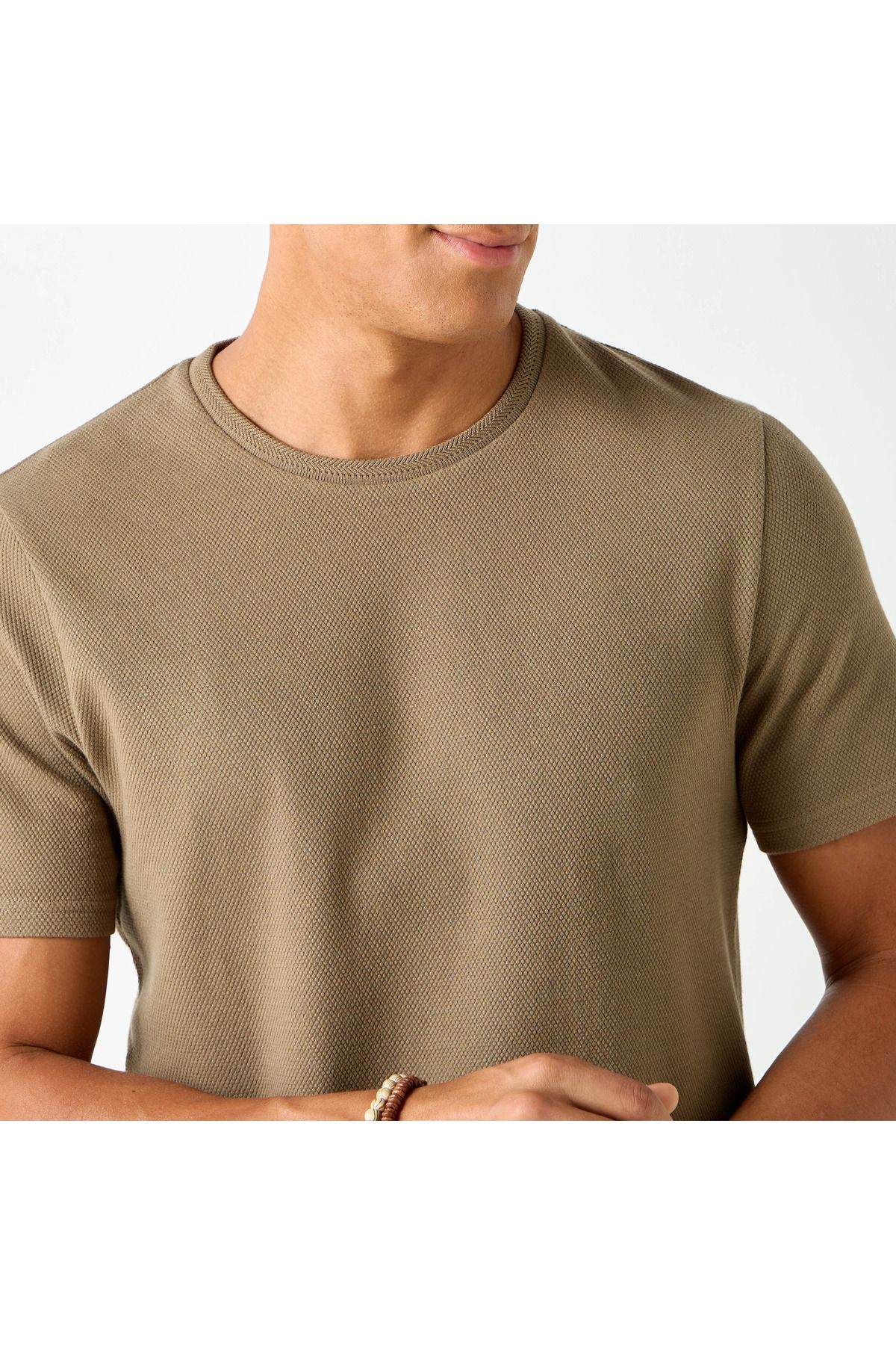 Iconic-Textured T-shirt With Short Sleeves And Crew Neck 4