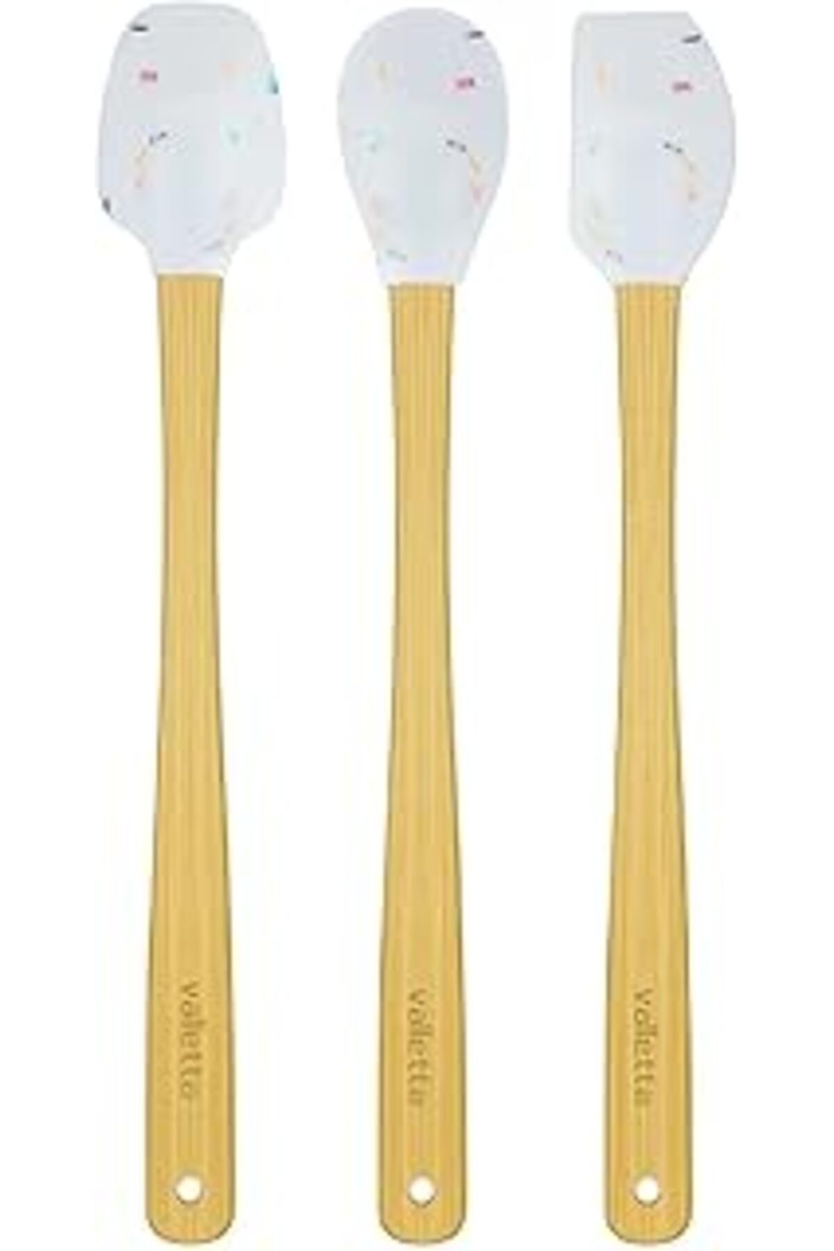 STOREMAX Indigo 3'Lü Beyaz Renkli Noktalı Bambu Silikon Spatula Seti Uzun 26 Cm Vlt1518 gextrnh 1051