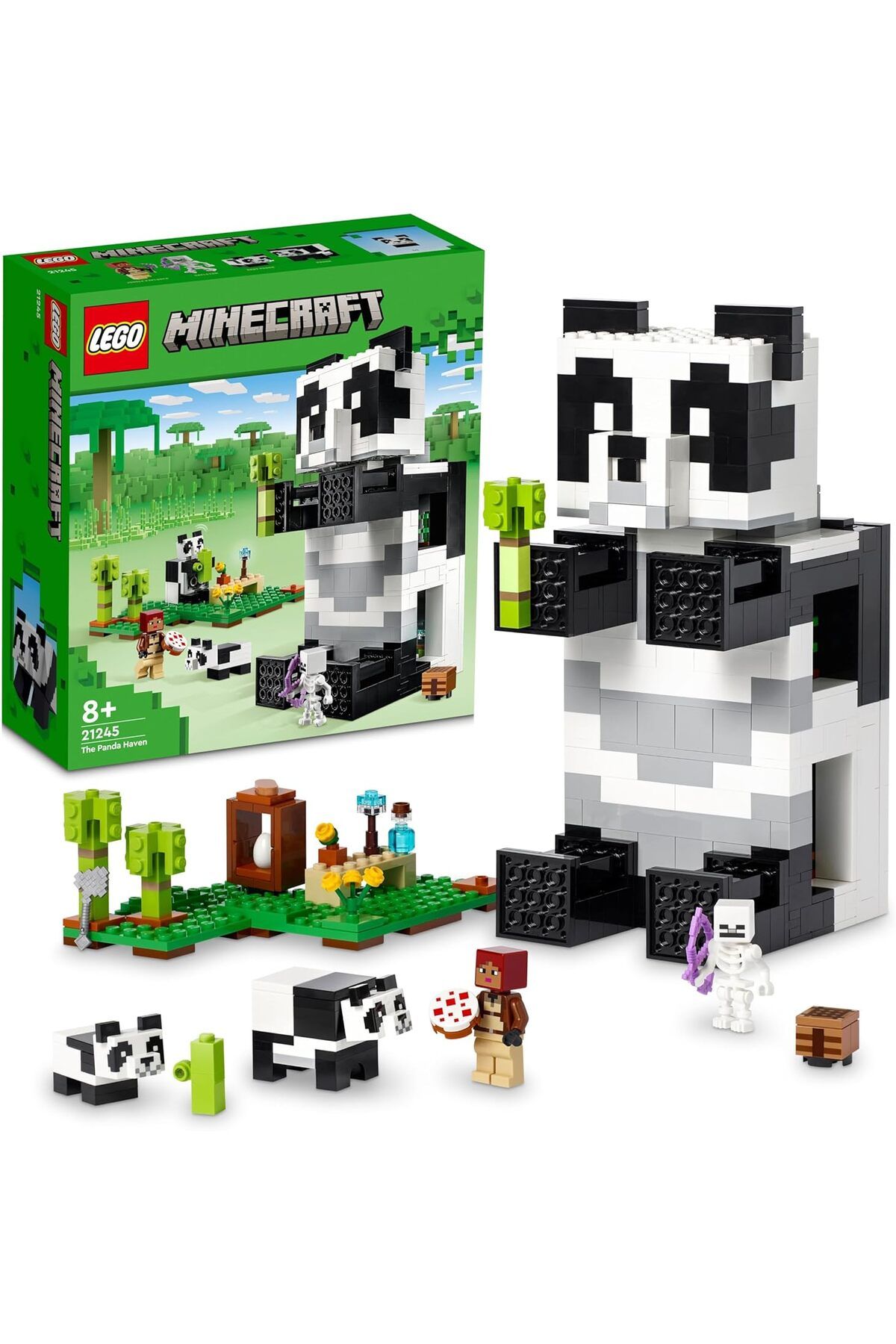 STOREMAX mhmtshp Minecraft® Panda Barınağı 21245-8 Yaş ve Üzeri Çocuklar için Panda gibi Görünen ve