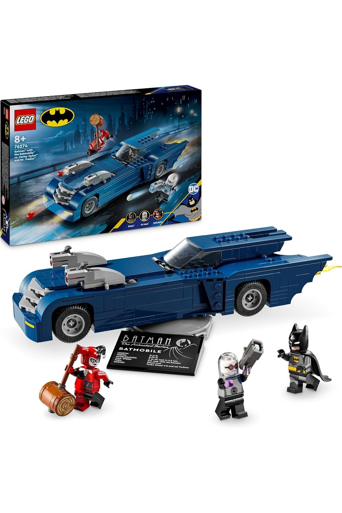 STOREMAX acelya DC Batman: Batmobile ile Batman, Harley Quinn ve Mr. Freeze’e Karşı 76274-8 Yaş ve Üzer