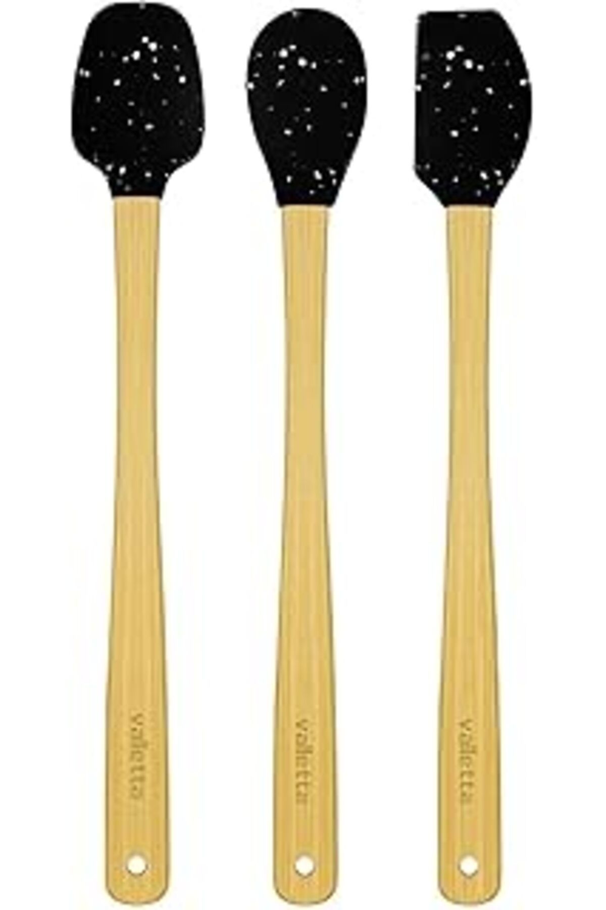 STOREMAX Indigo 3'Lü Siyah Noktalı Bambu Silikon Spatula Seti Uzun 26 Cm Vlt1520 1051353