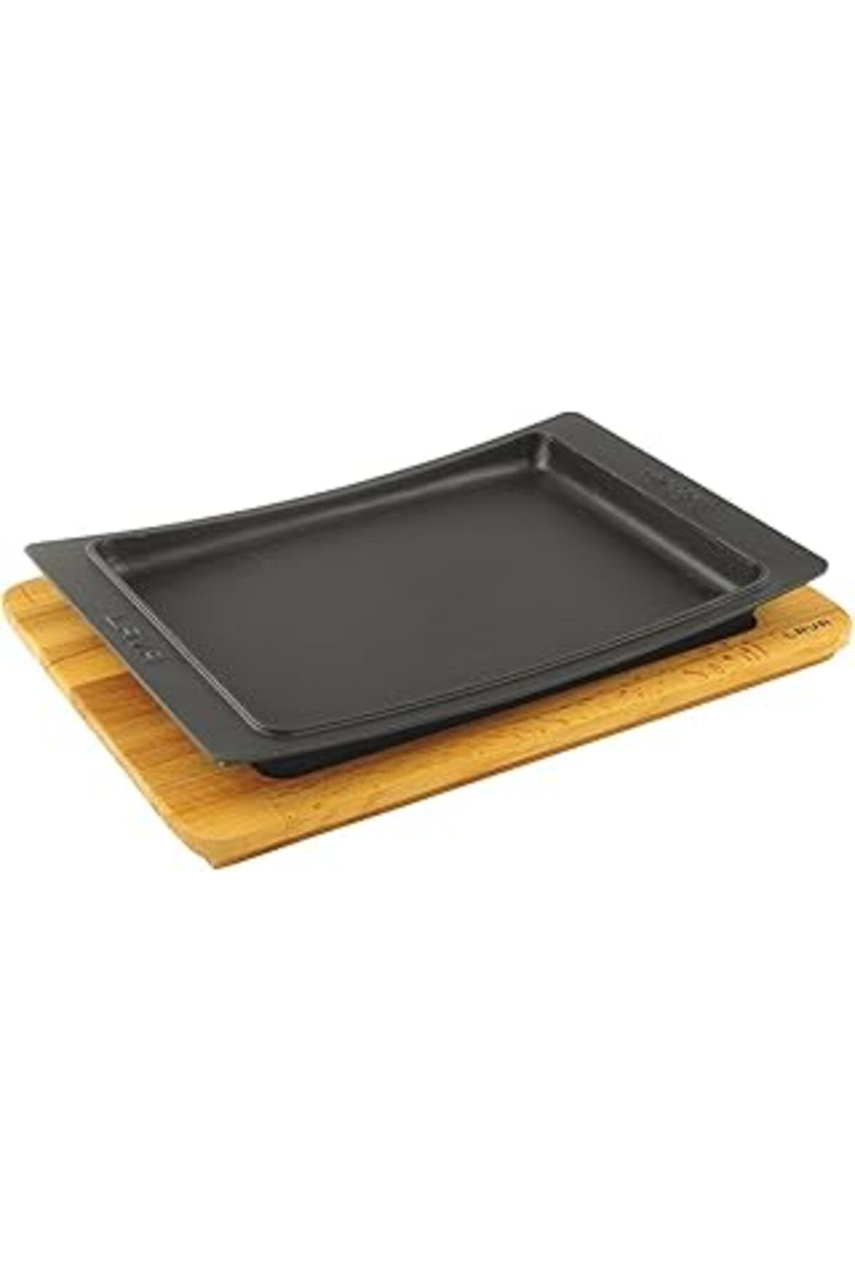 STOREMAX Döküm Servis Tabağı 36x24 cm Ahşap Altlıklı