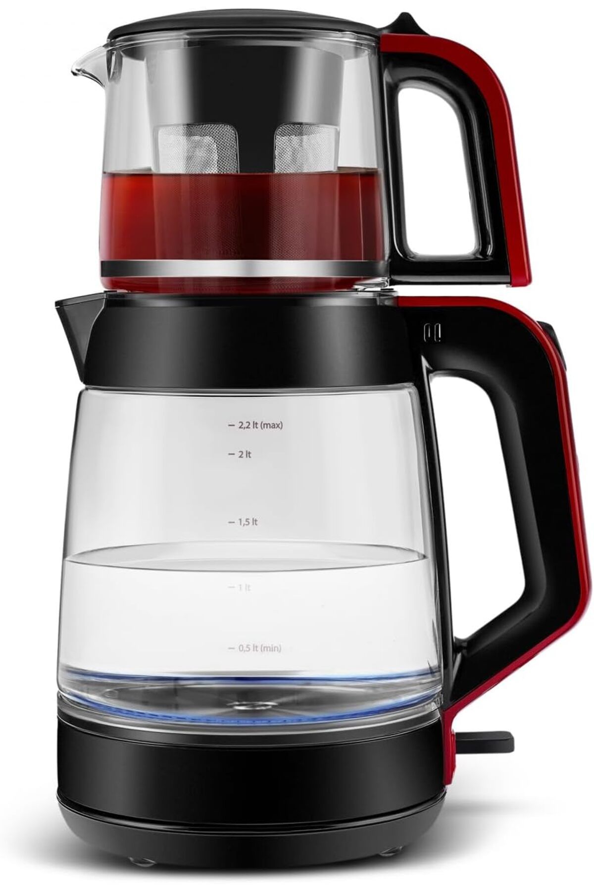 yenibagshop Glass Tea XL 2 in 1 Cam Çay Makinesi Kırmızı