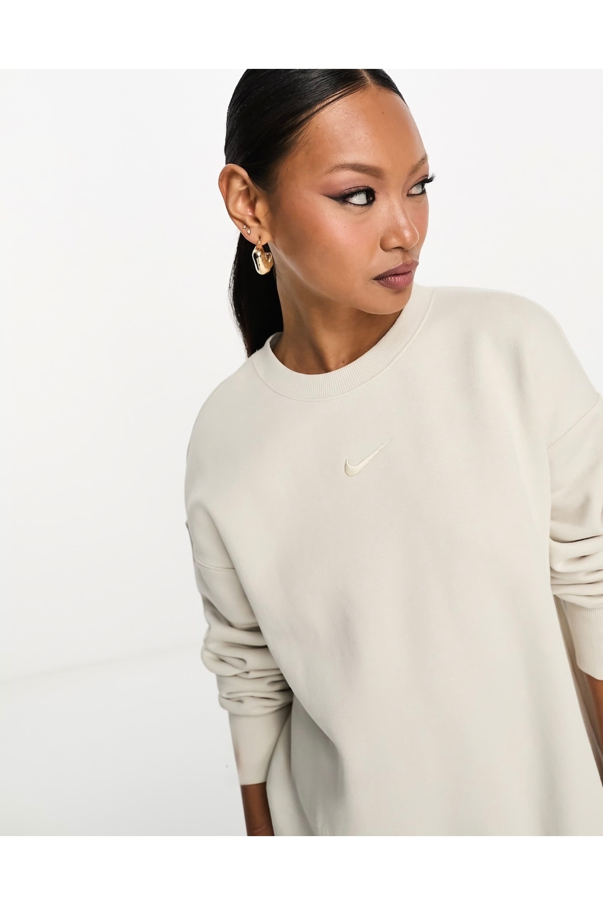 Nike Sportswear Phoenix Fleece Oversized Crew-Neck Krem Kadın Sweatshirt görsel 3