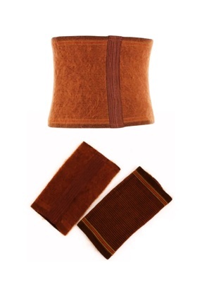 THE SEPT Sıcak Tutan Kışlık Deve Tüyü Yün Dizlik Bel Korsesi 2 li Set