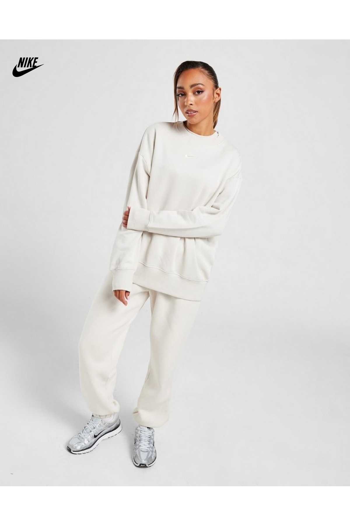 Nike Sportswear Phoenix Fleece Oversized Crew-Neck Krem Kadın Sweatshirt görsel 7