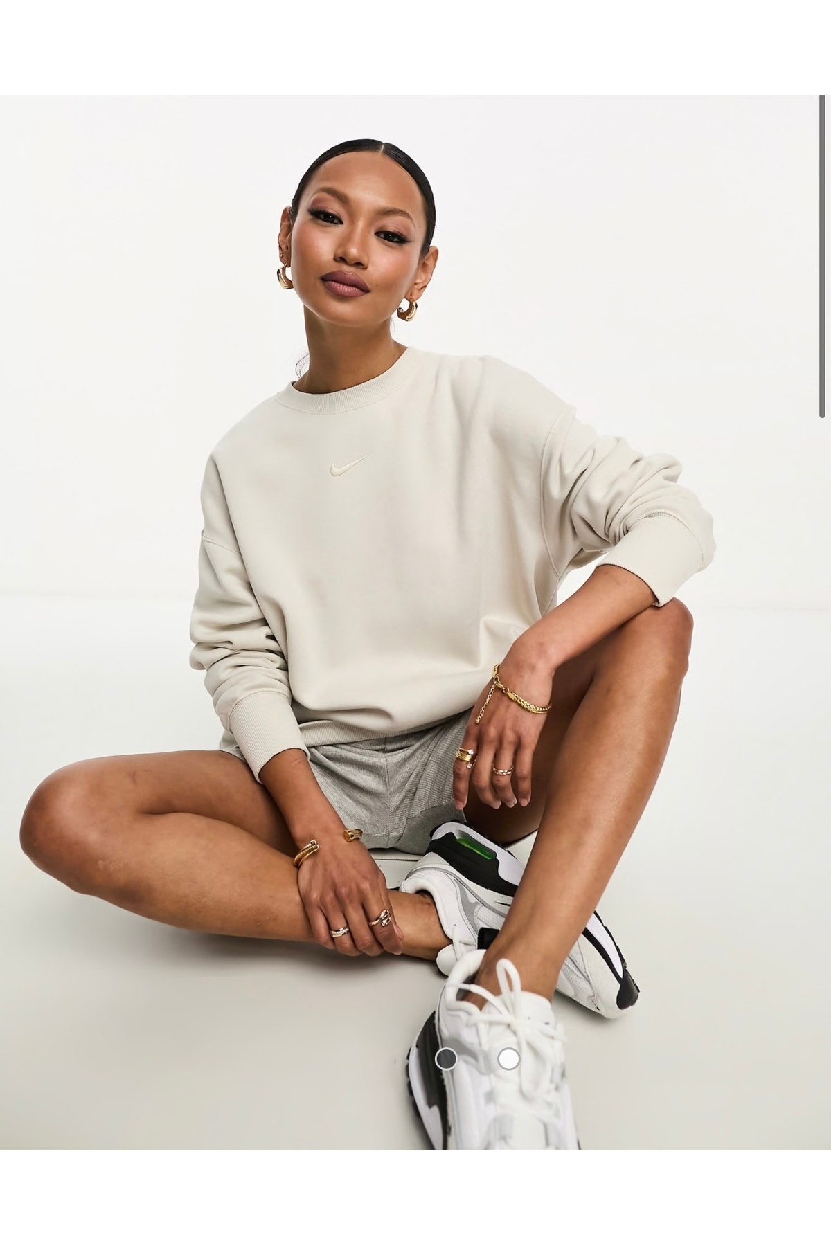 Nike Sportswear Phoenix Fleece Oversized Crew-Neck Krem Kadın Sweatshirt görsel 2