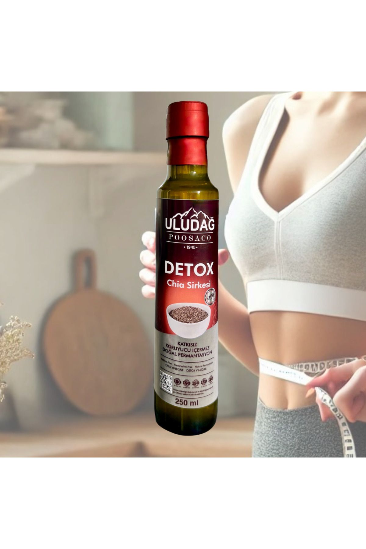 Uludağ Detox Chia Sirkesi; Ödem Atmaya ve Kilo Vermeye Yardımcı Doğal Sirke 250ml