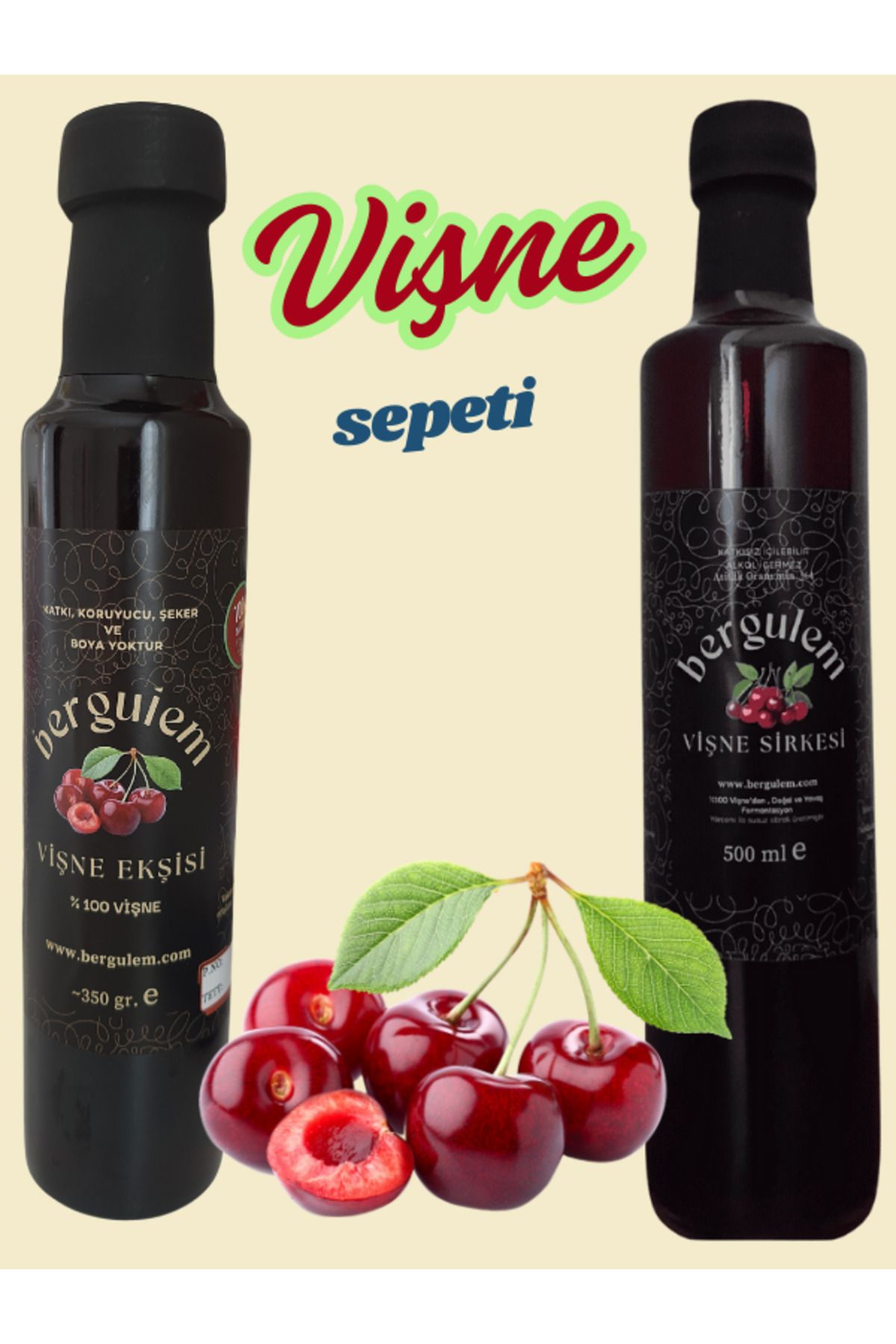 bergulem Doğal Vişne Sirkesi 500 ml + Doğal Vişne Ekşisi 350 gr