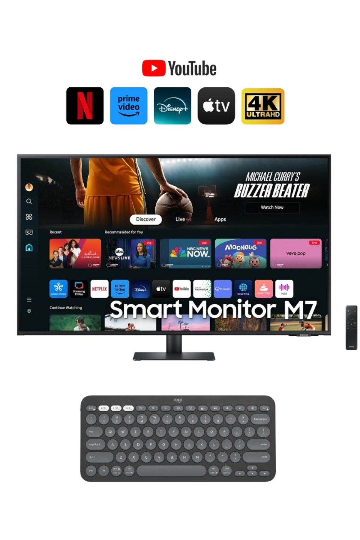 Samsung Akıllı Tv Uygulamarı Monitör 109 Ekran 43" Wi-fi HDR10 Smart Slim Monitör+Hareketli Askı Aparatı