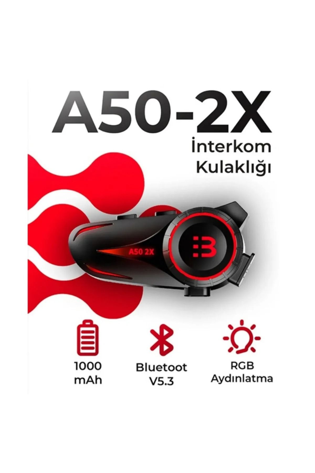 ENAHSEN Yeni 2025 Model 2 Kişi Bağlantılı A50-2x Bluetooth V5.3 Motosiklet Kask Kulaklık Rgb Intercom Seti