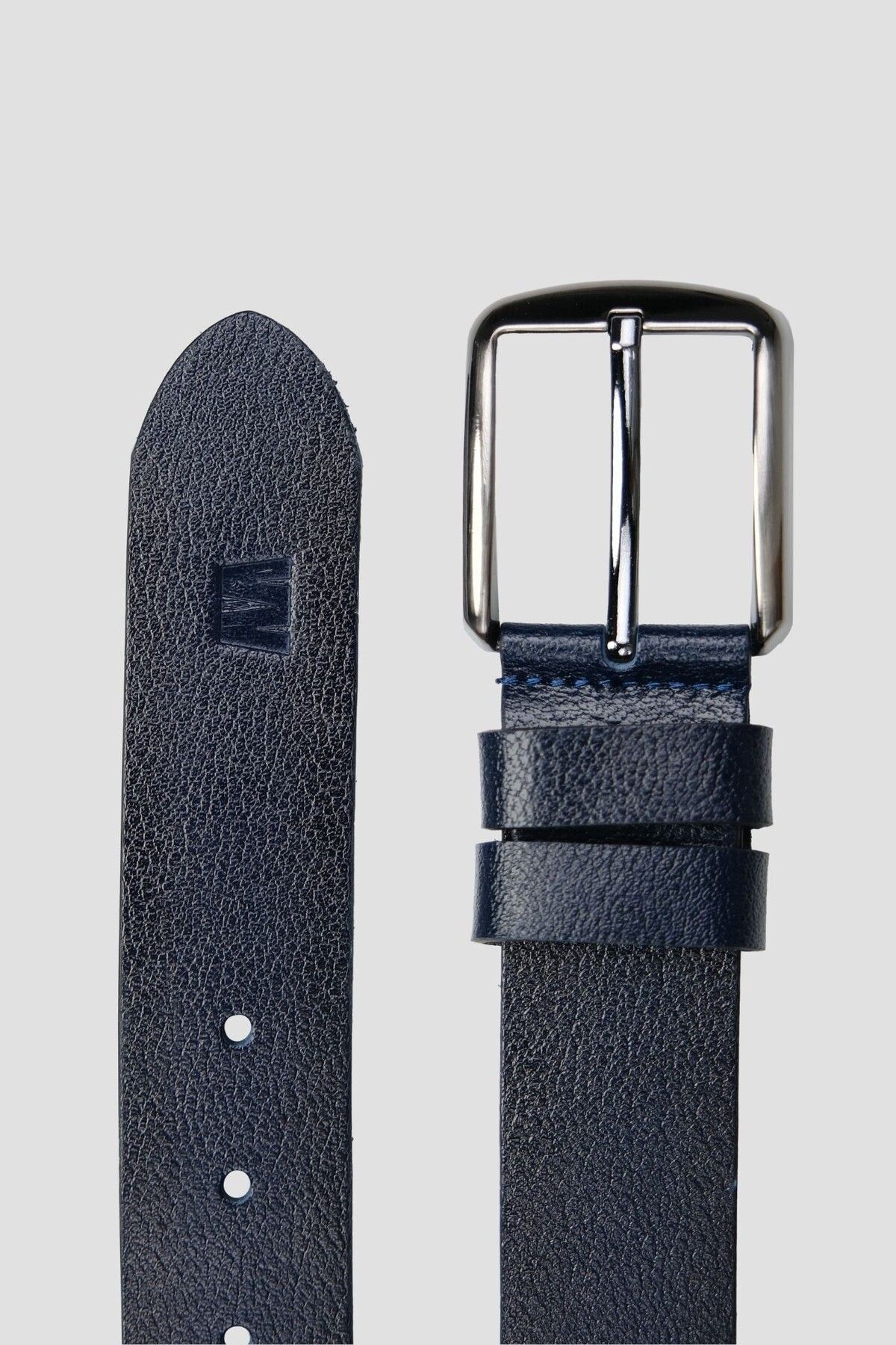 Deriza-4060 Premium Single Layer Navy Blue Men's Belt - Genuine Leather and Pattern 3