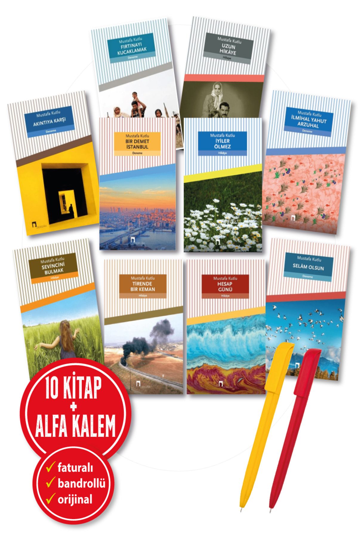 Dergah Yayınları Alfa Kalem+Mustafa Kutlu 10 Kitap Set(Uzun Hikaye+Akıntıya Karşı+Hesap Günü+Fırtınayı Kucaklamak)