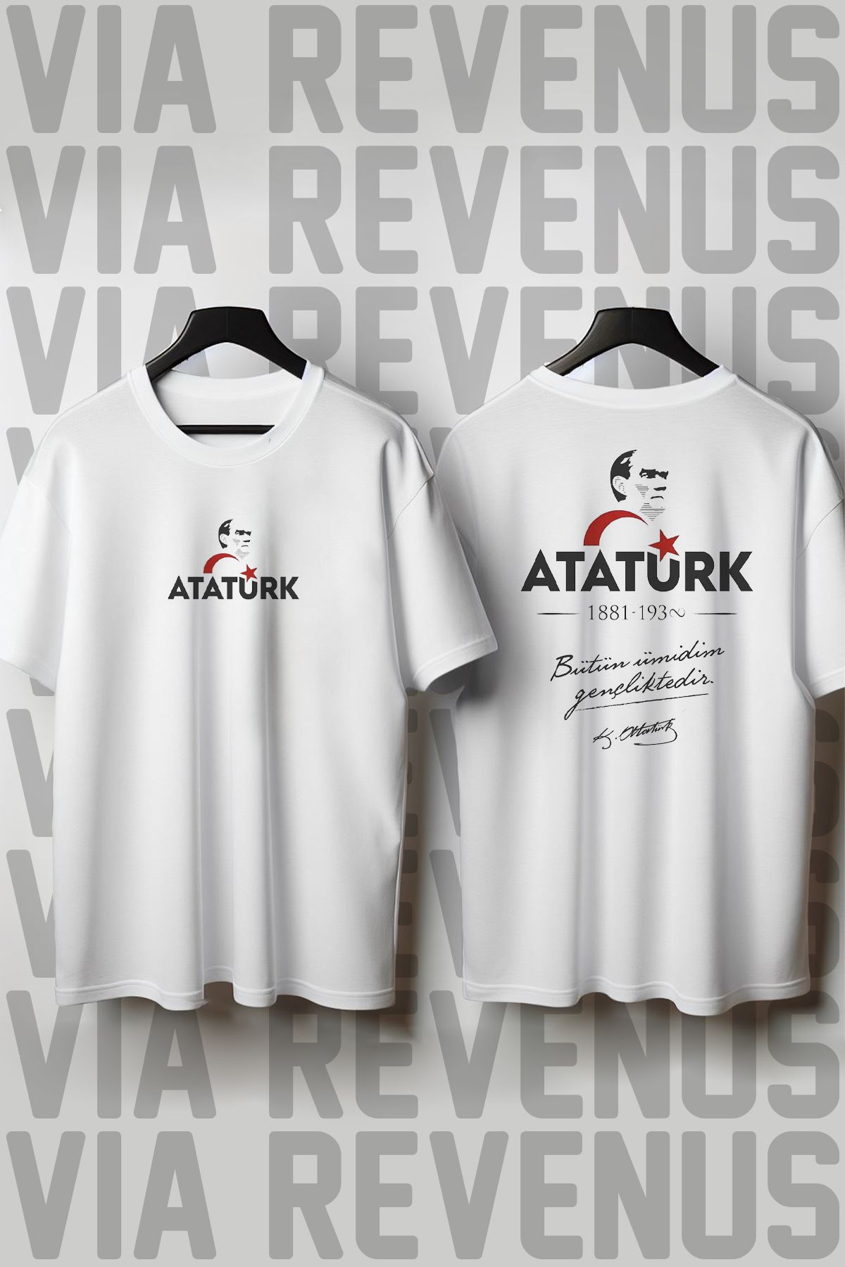 Vordevia-Ataturk Front and Back Printed Wide Fit Tshirt 1