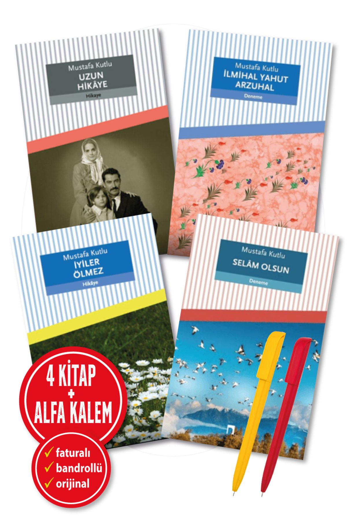 Dergah Yayınları Alfa Kalem+Mustafa Kutlu 4 Kitap Set(Uzun Hikaye+İlmihal Yahut Arzuhal+İyiler Ölmez+Selam Olsun)