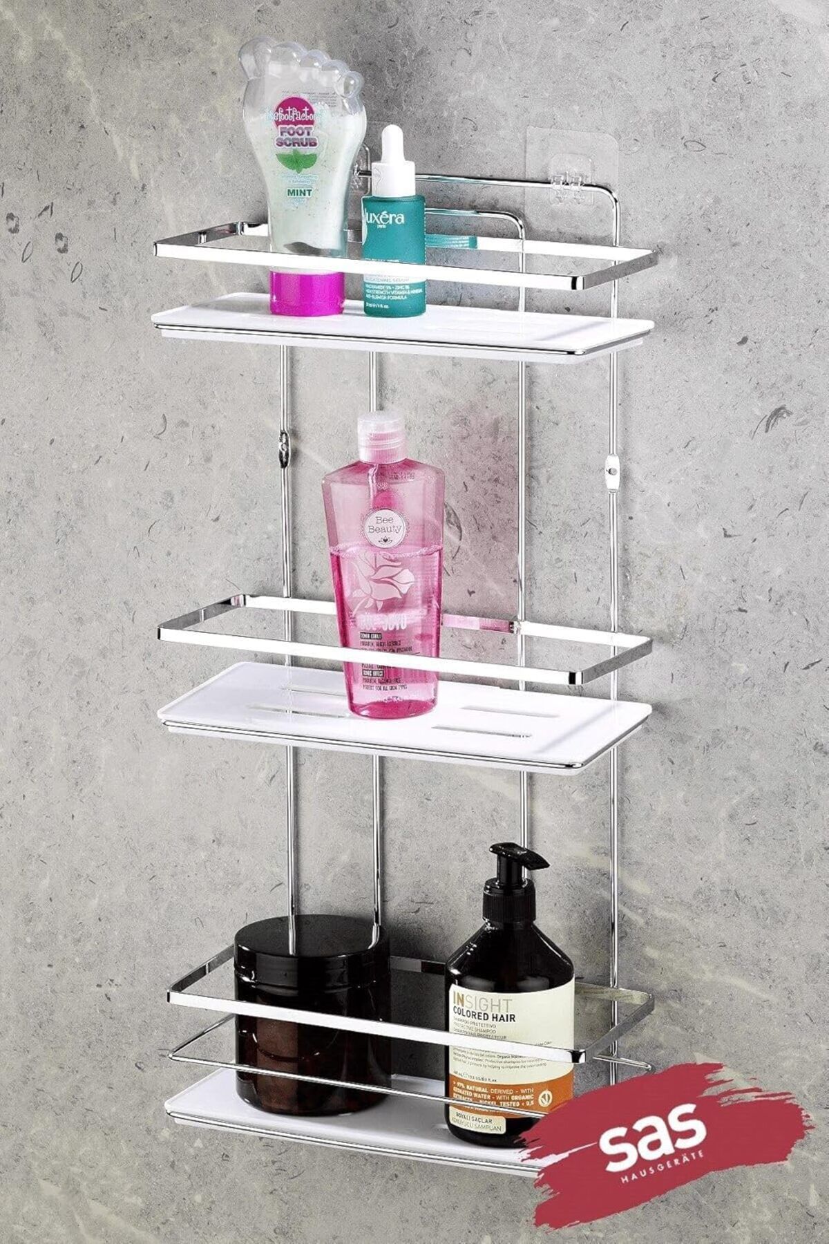STOREMAX nffastore Haus Yapışkanlı Ömür Boyu Paslanmaz Kristal Ayarlanabilir Raf Banyo Düzenleyici Şam