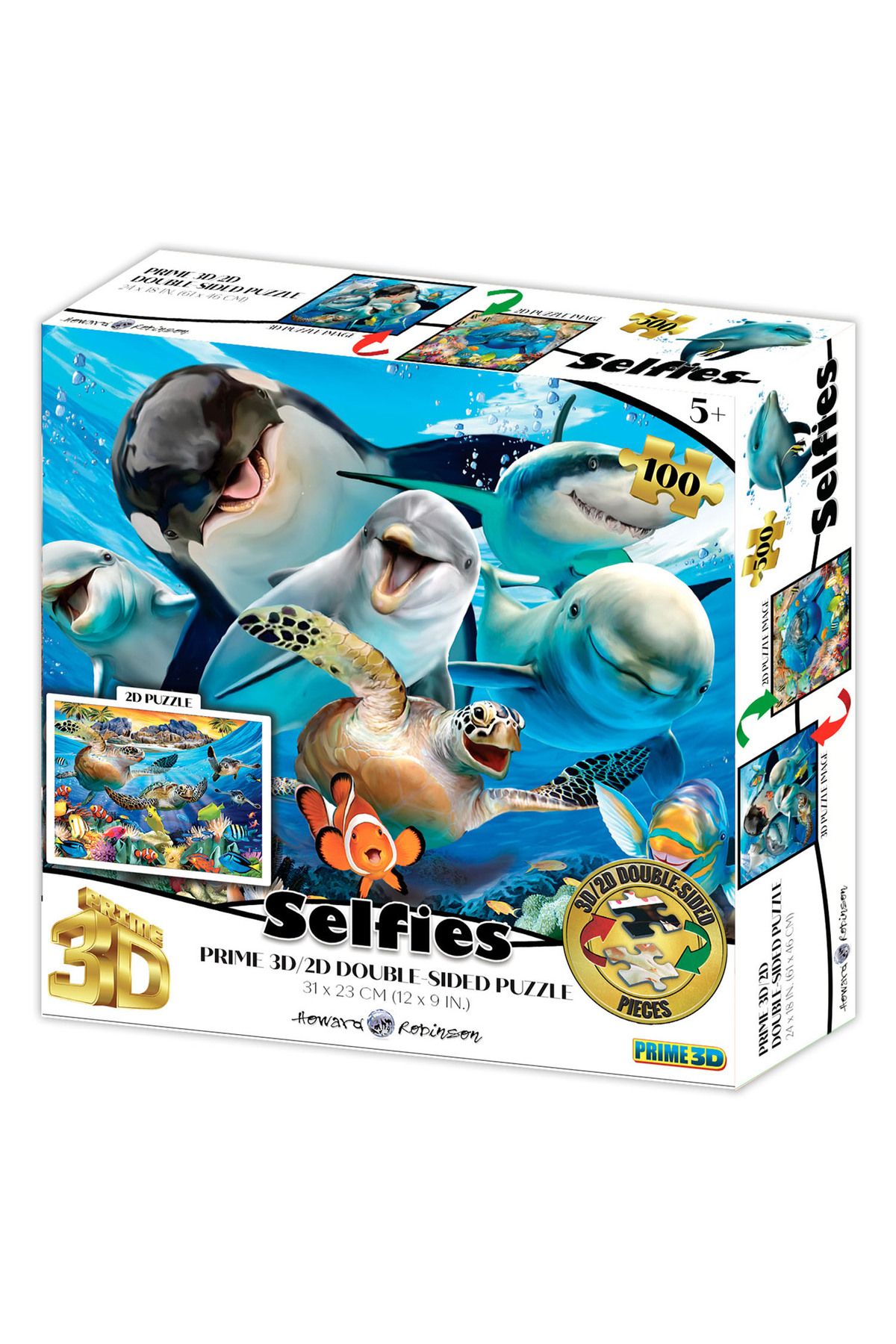 Prime 3D Deniz Canlıları ve Kaplumbağa Selfie Çift Taraflı Puzzle