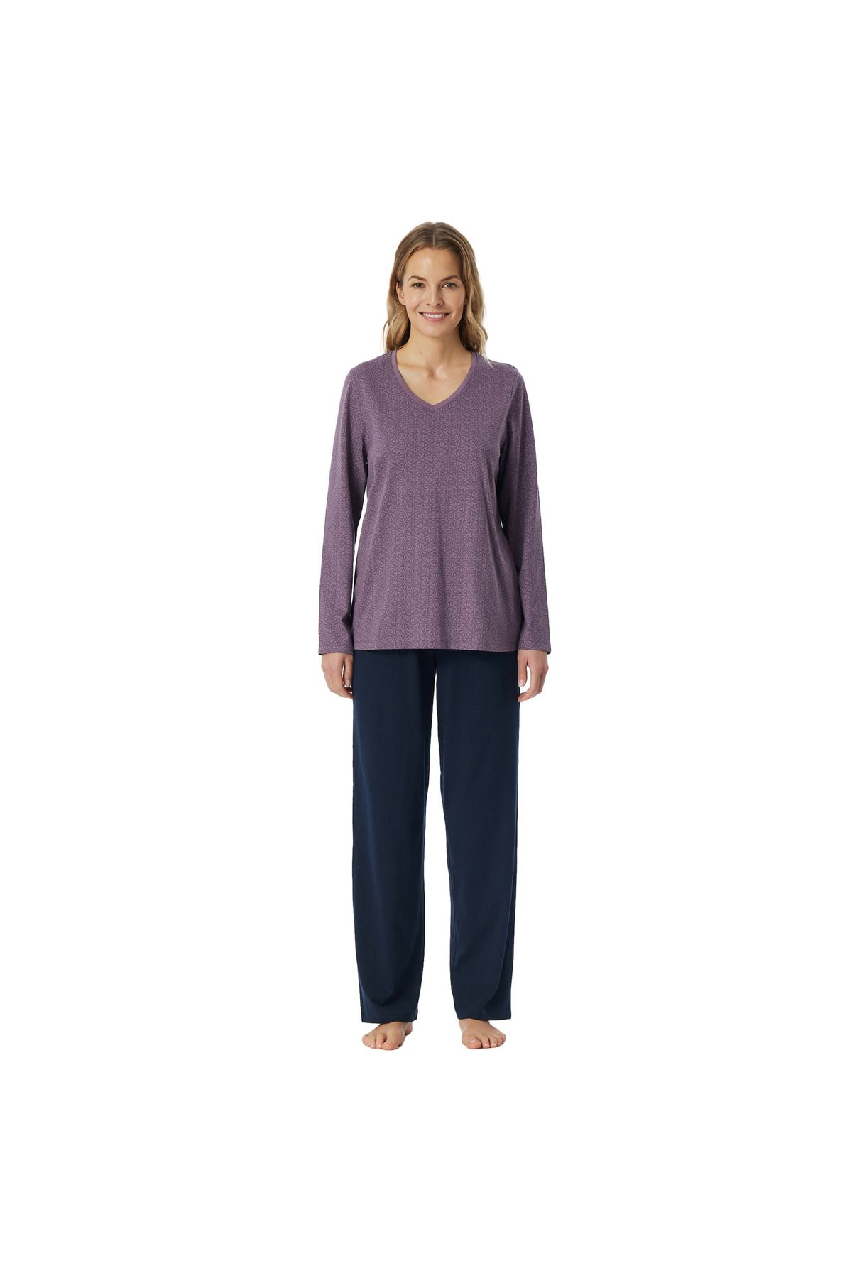 Schiesser-Damen Schlafanzug Set - Comfort Essentials, lang, Single-Jersey, Rundhals 3