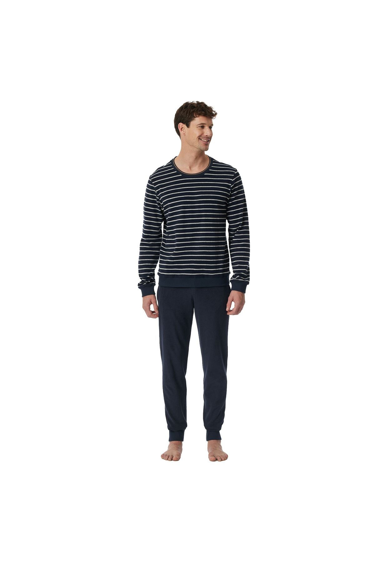 Schiesser-Herren Schlafanzug, lang - Casual Nightwear, Single Jersey, Baumwolle, Rundhals 4
