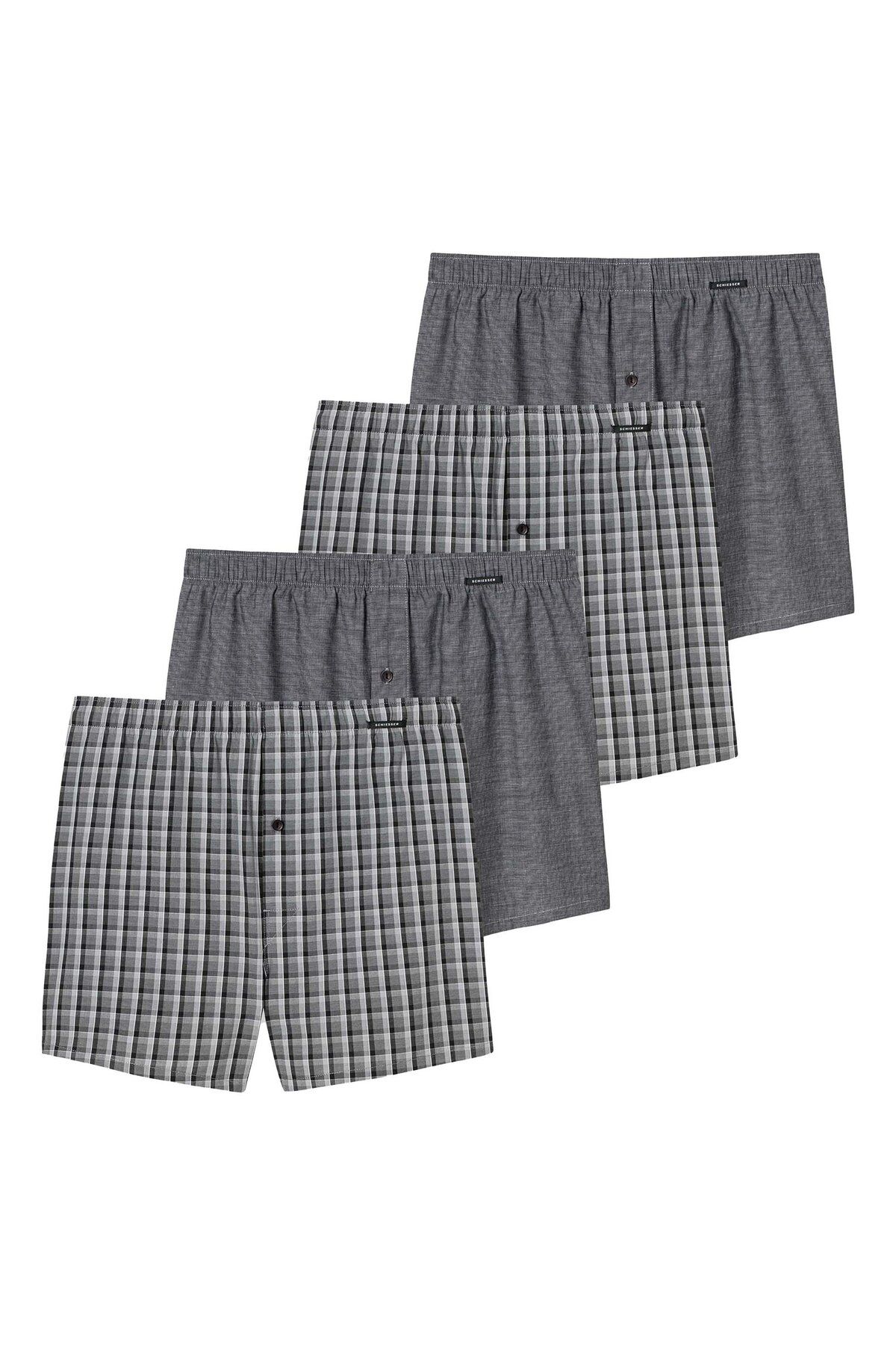 Schiesser-Herren Web-Boxershorts, 4er Pack - Unterhose, Baumwolle 1